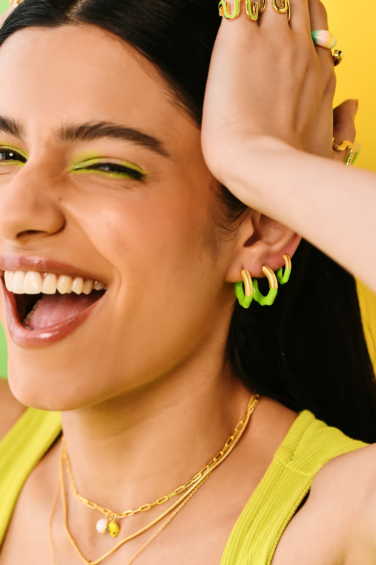 Gold & Yellow Glossed Hoops