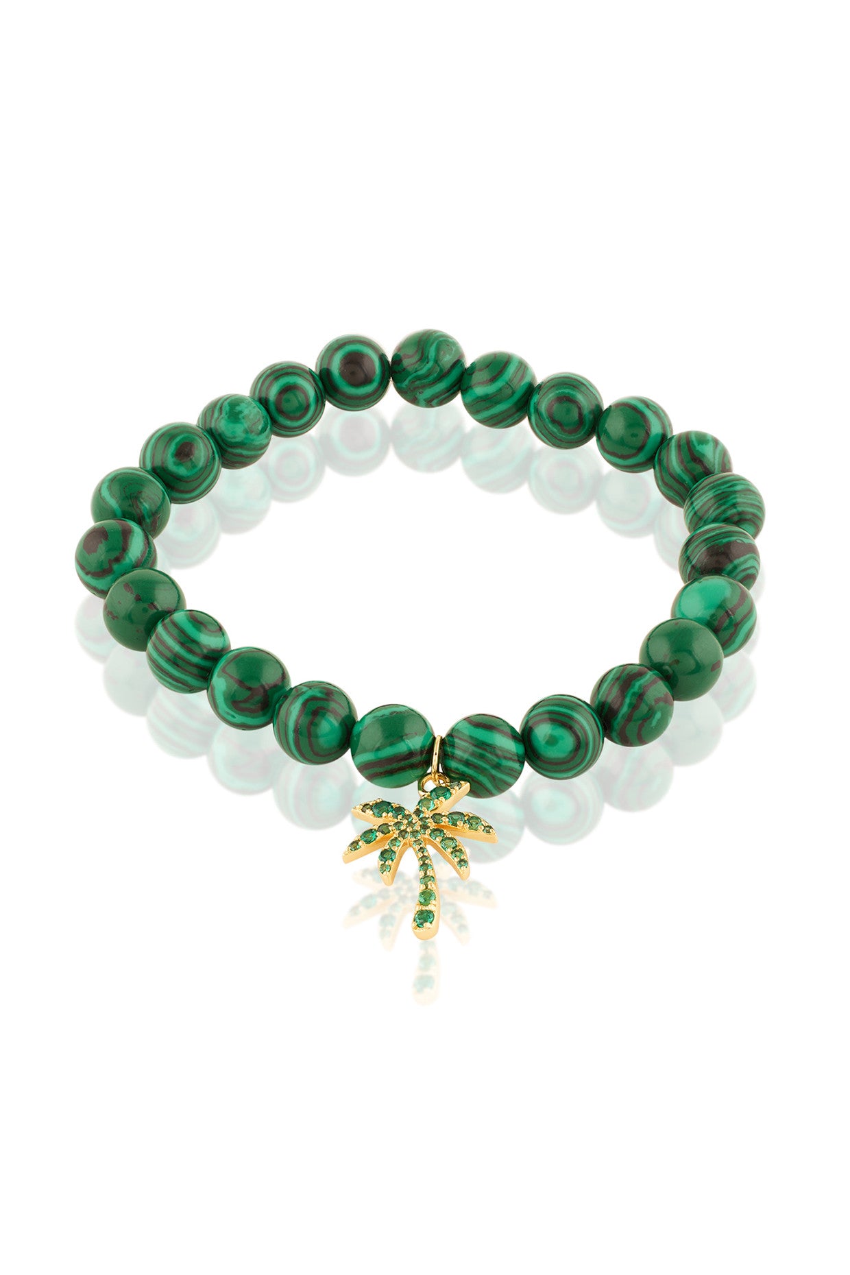Malachite Palm Bracelet In 18Kt Gold Plated