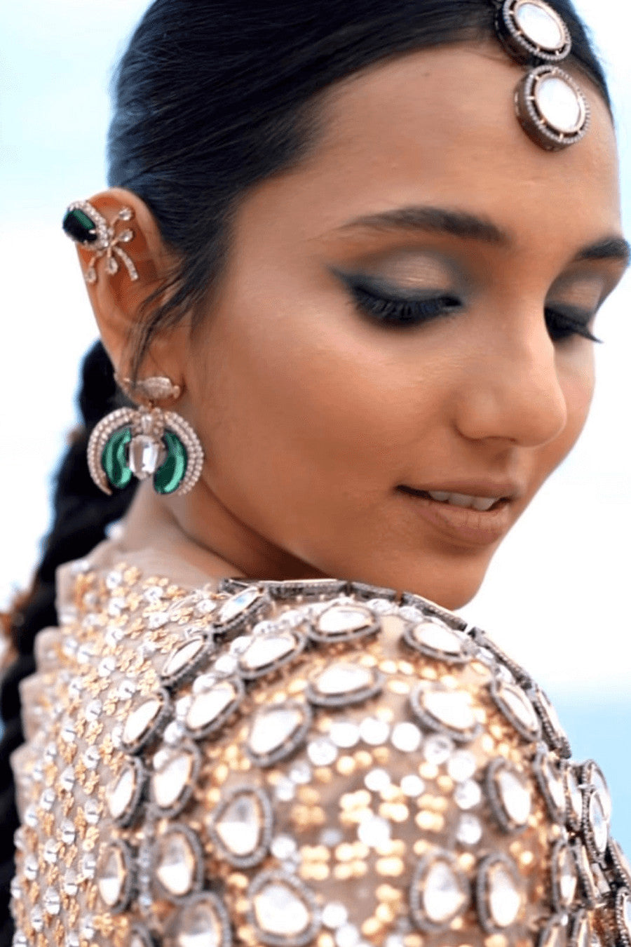 22kt Rose Gold Plated Emerald Green Earcuffs