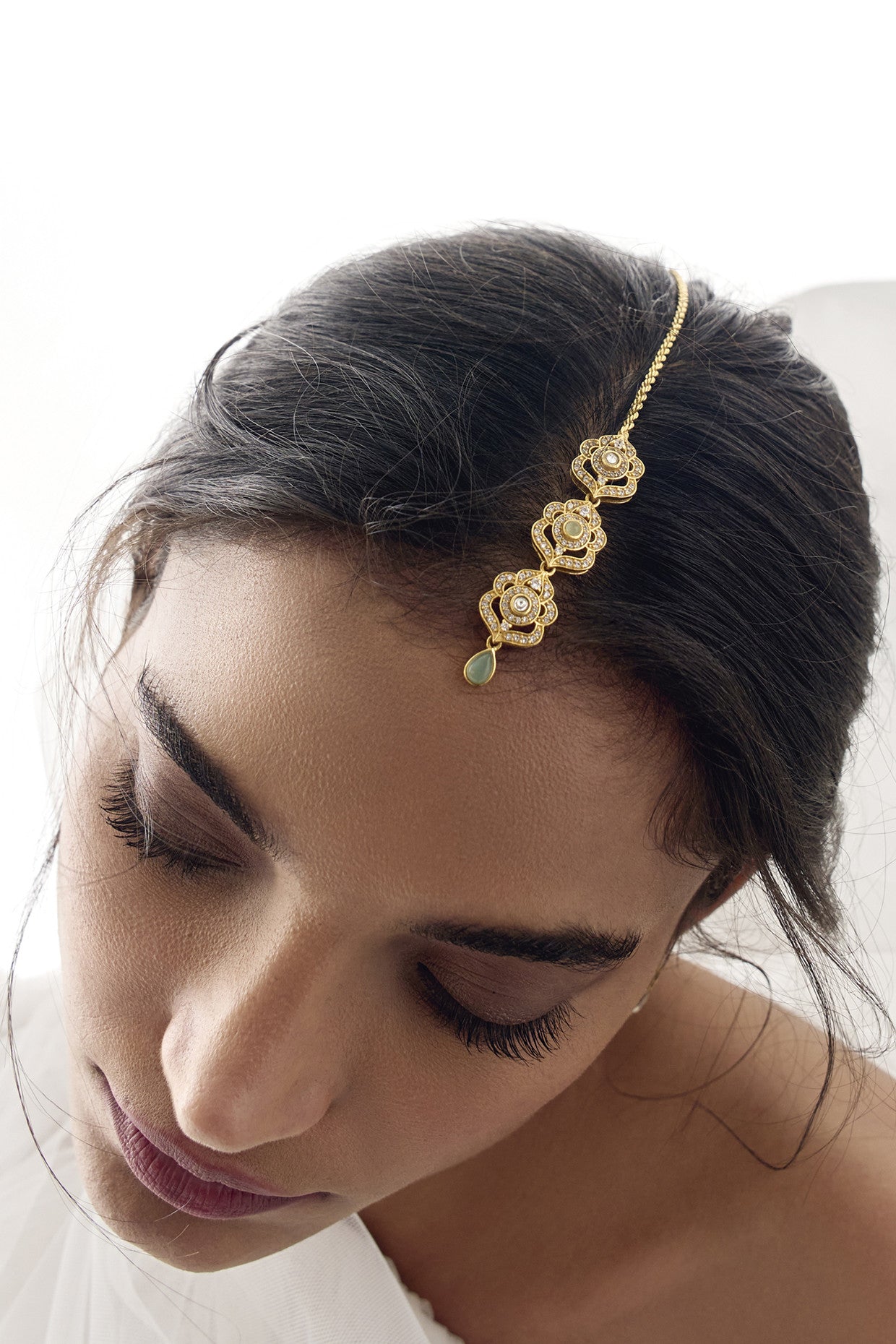 Mehr Head Jewel Mangtika in 22Kt Gold Plating