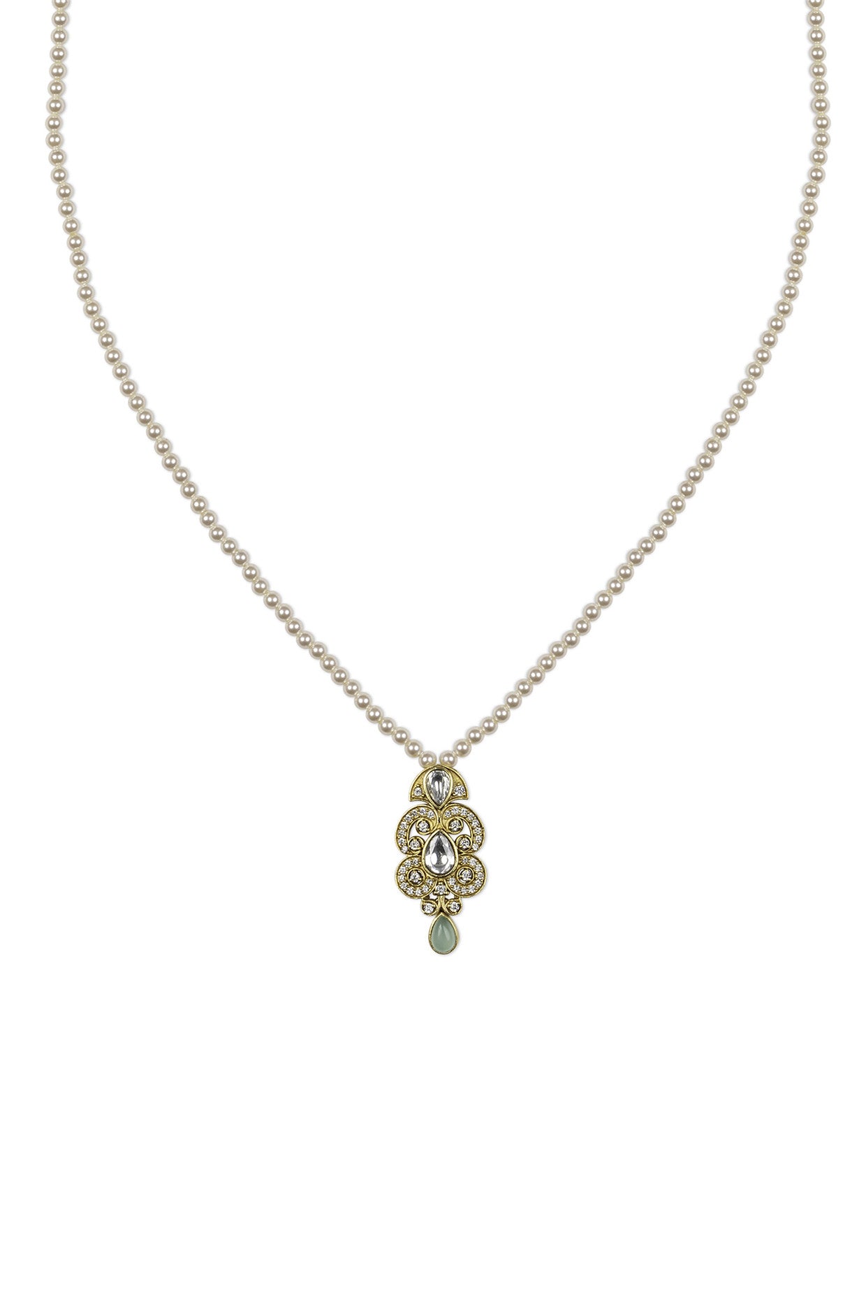 Mehr Pearl Chainette Necklace in 22Kt Gold Plating