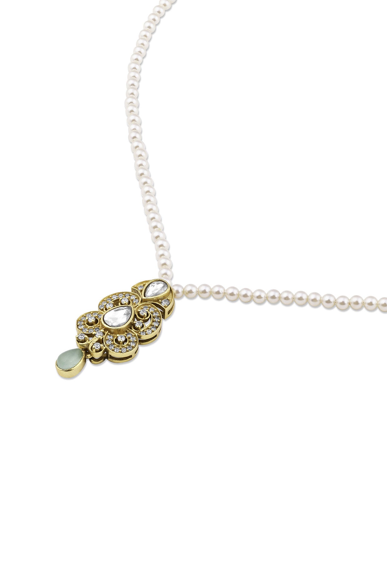 Mehr Pearl Chainette Necklace in 22Kt Gold Plating