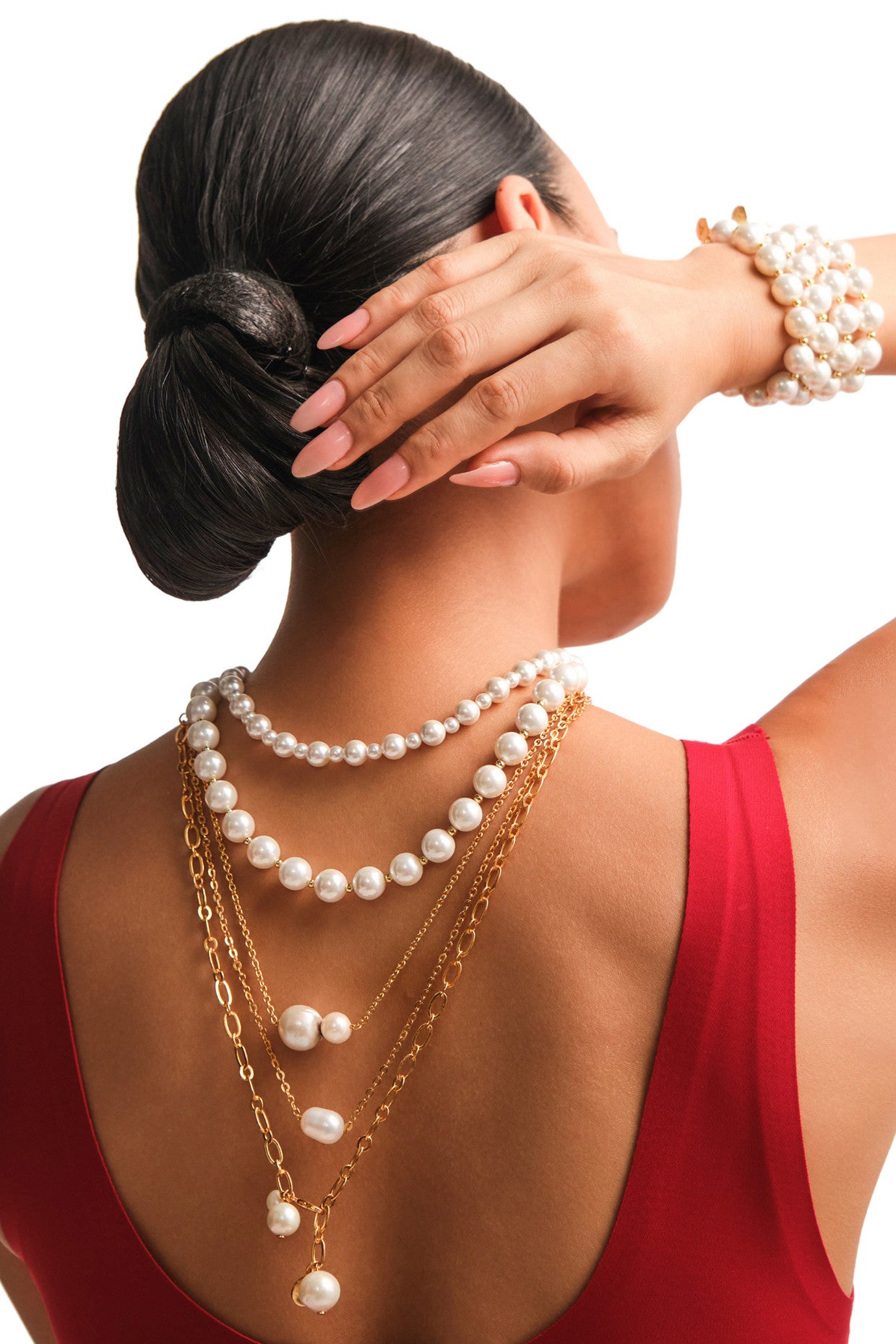 Mini Skip Pearl Necklace in 22Kt Gold Plating