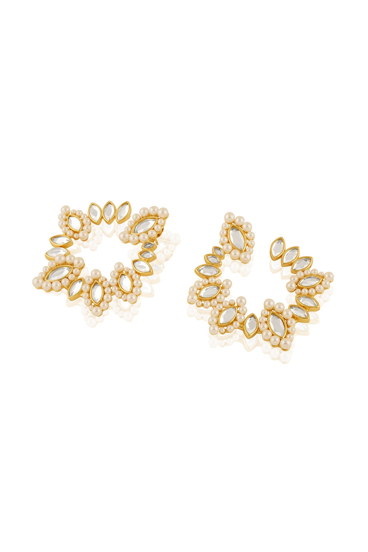 Mirror Moti Front Back Earrings