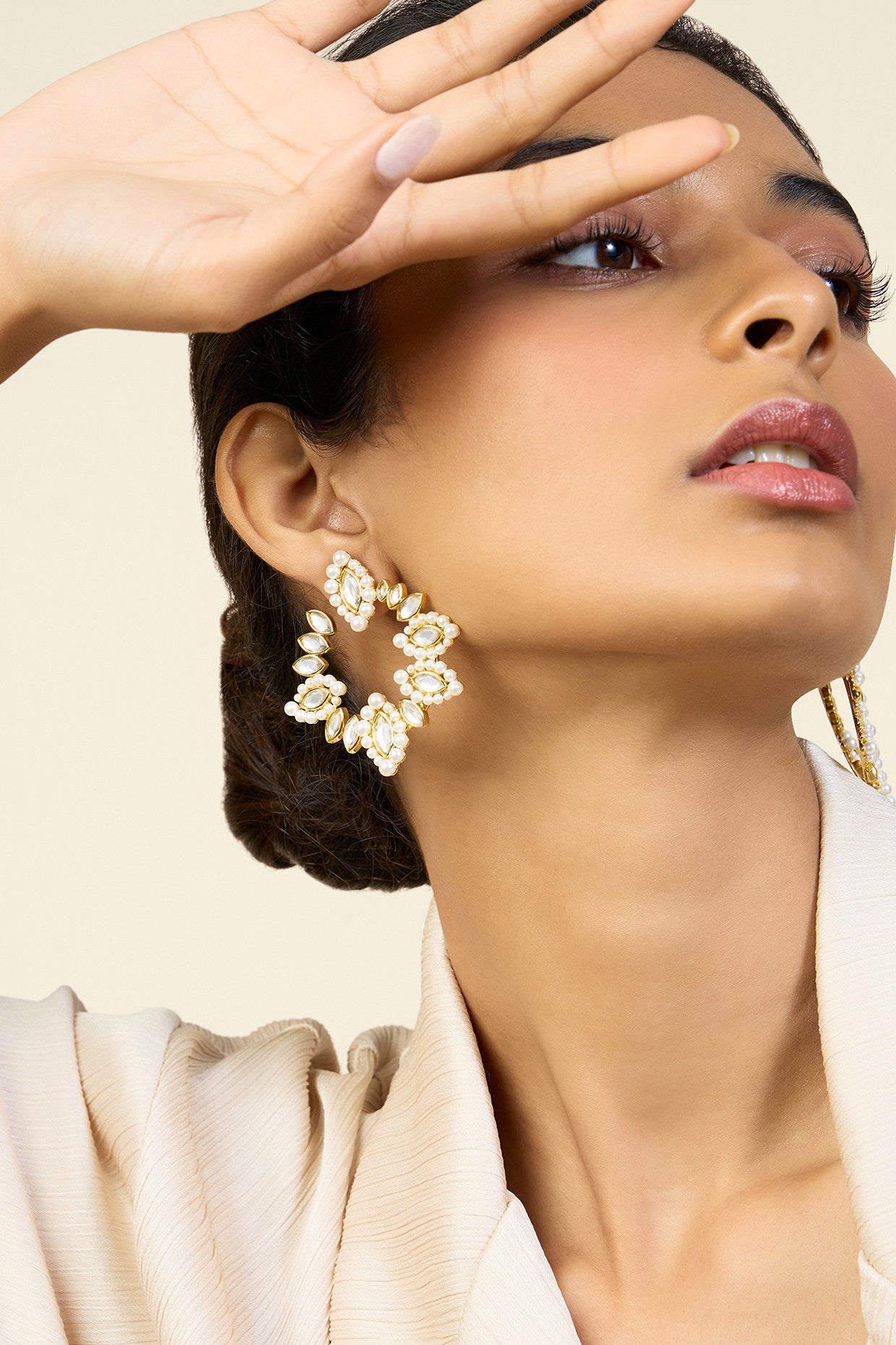 Mirror Moti Front Back Earrings