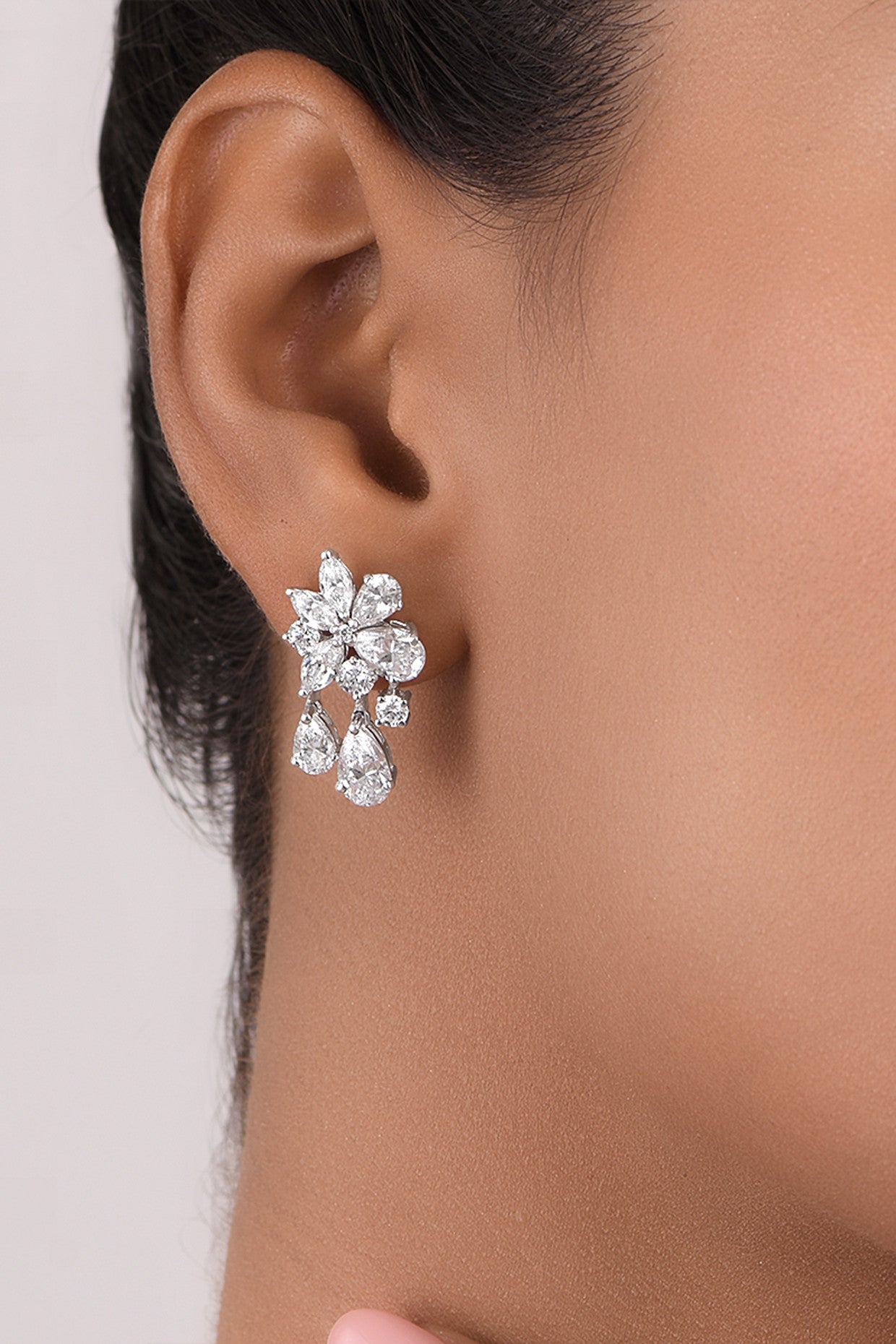 Mix Sahped White Swarovski Zirconia Earrings