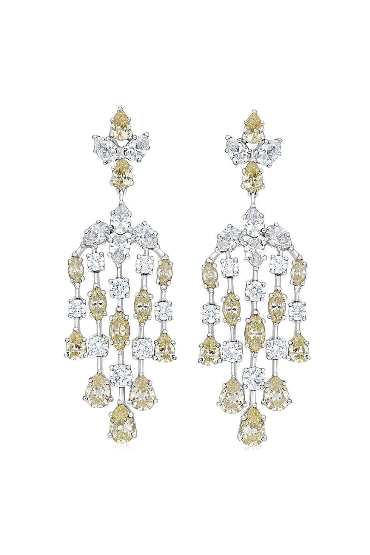 Mix Shaped White & Yellow Swarovski Zirconia Earrings