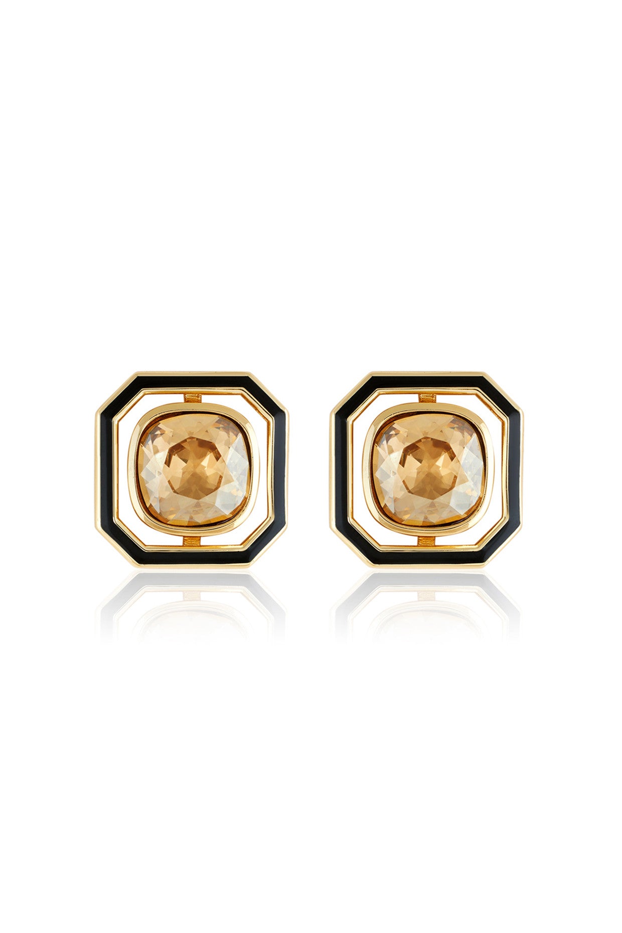 Mocha Mousse Square Studs 18Kt Gold Plated