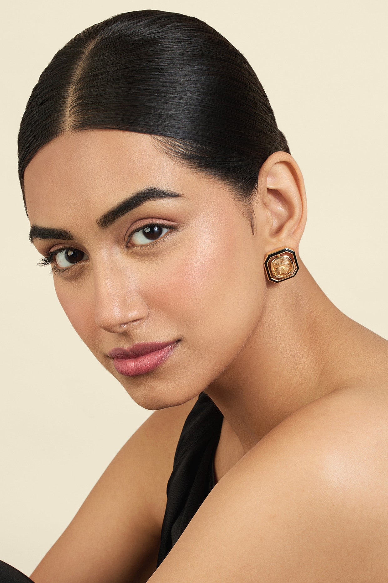 Mocha Mousse Square Studs 18Kt Gold Plated