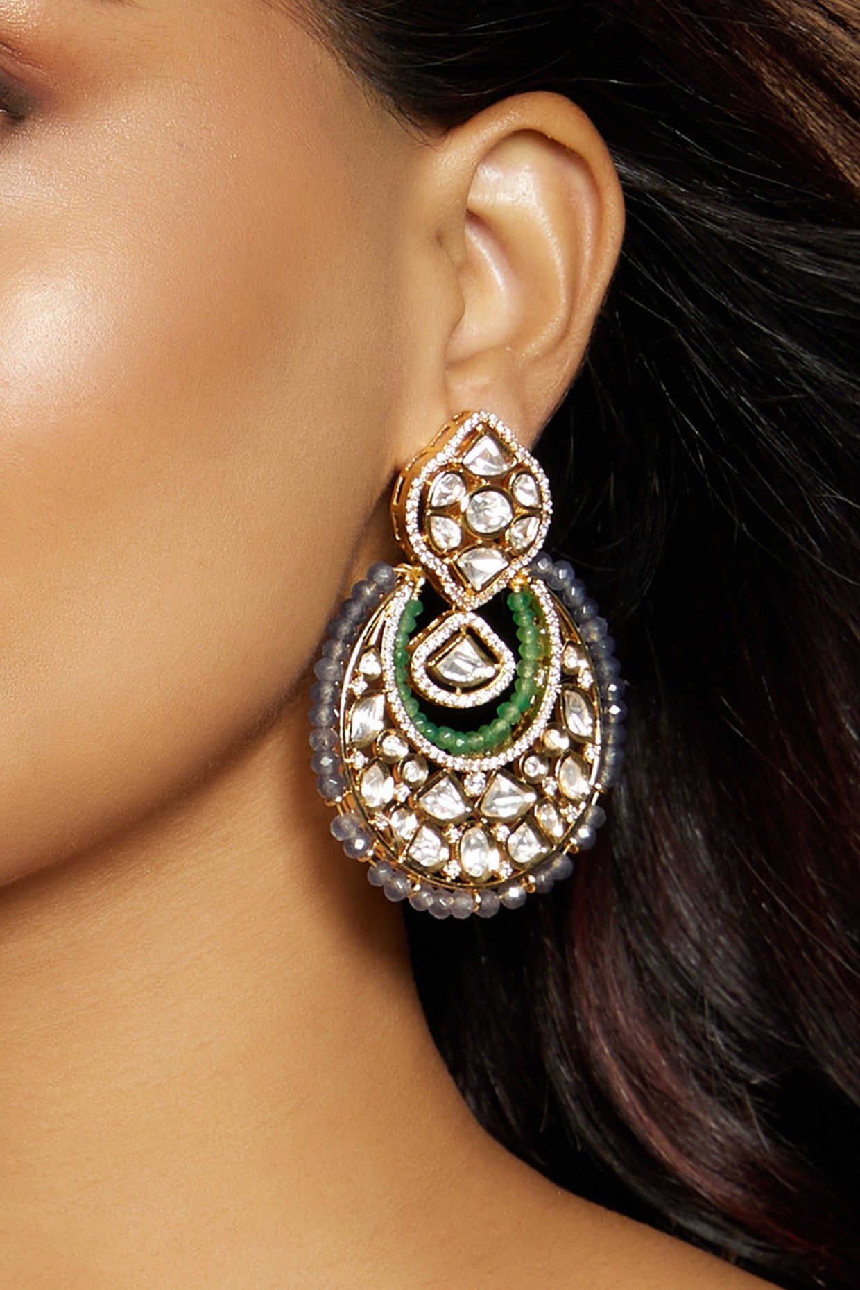 Multi Colour Chand baali Earrings in 22Kt Gold Plating