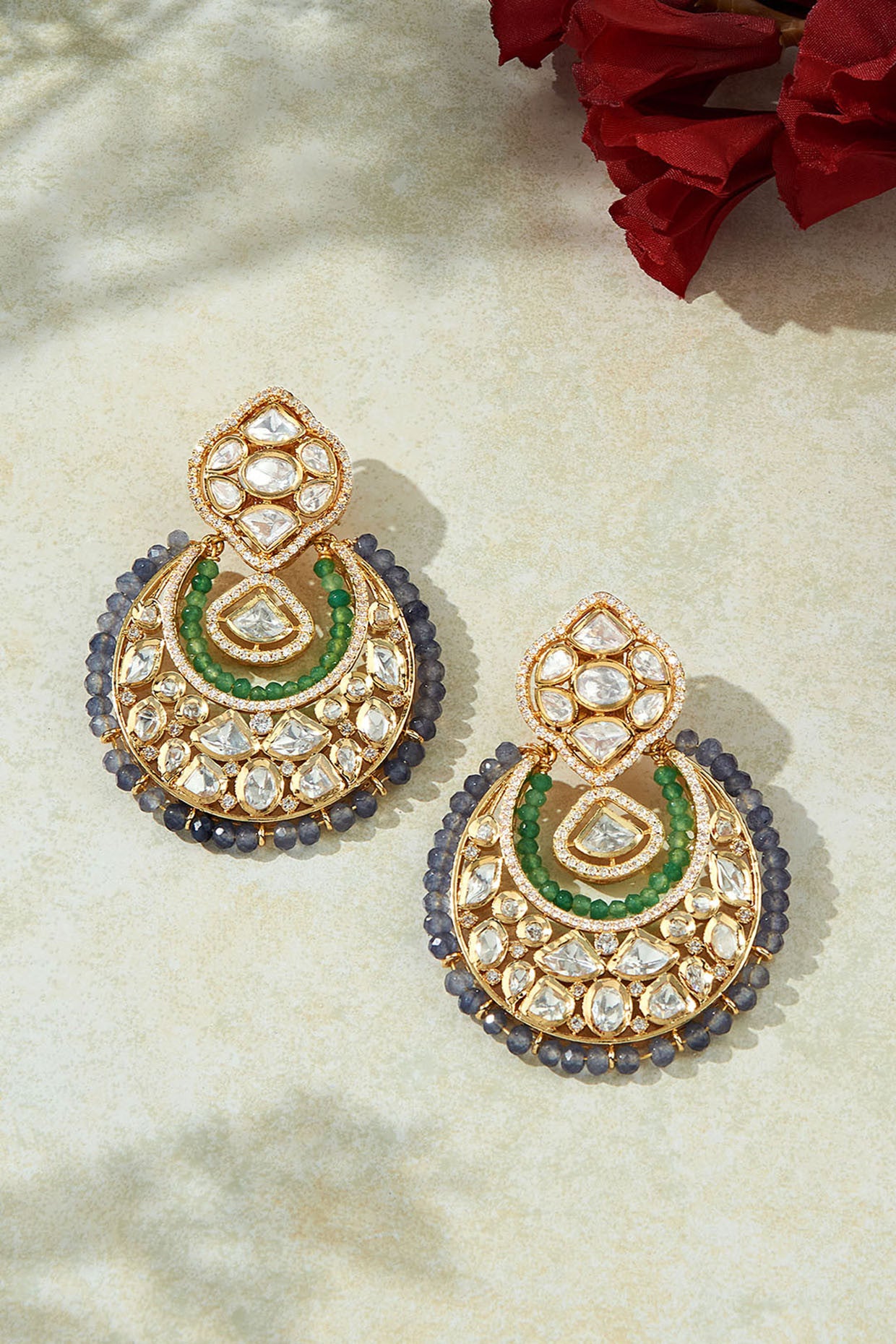 Multi Colour Chand baali Earrings in 22Kt Gold Plating