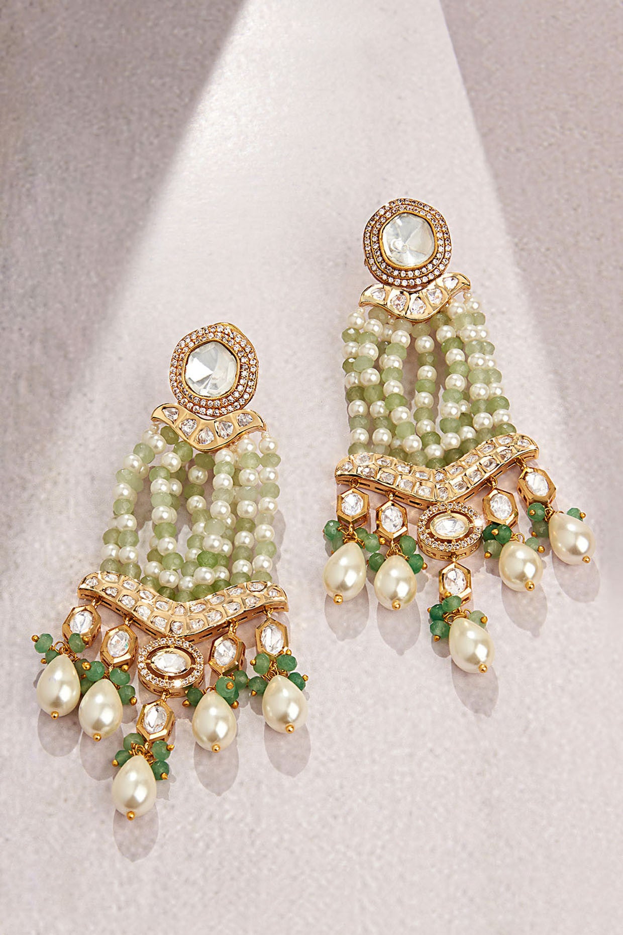 Multi Colour Chandelier Earrings in 22Kt Gold Plating