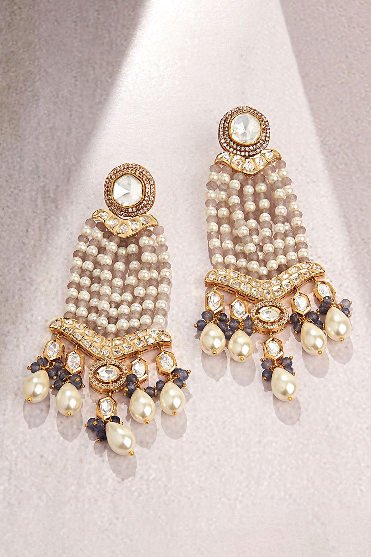 Multi Colour Classic Long Earrings in 22Kt Gold Plating