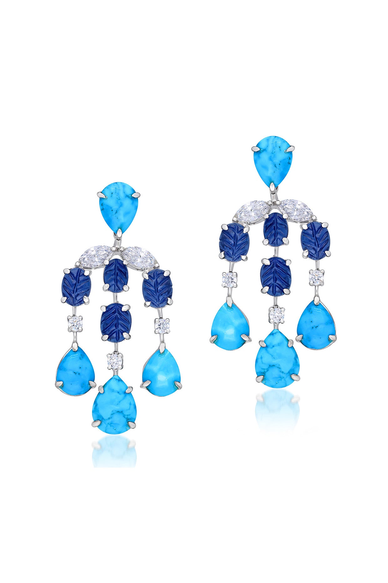 Multi Colour Synthetic Stones and White Swarovski Zirconia Earrings