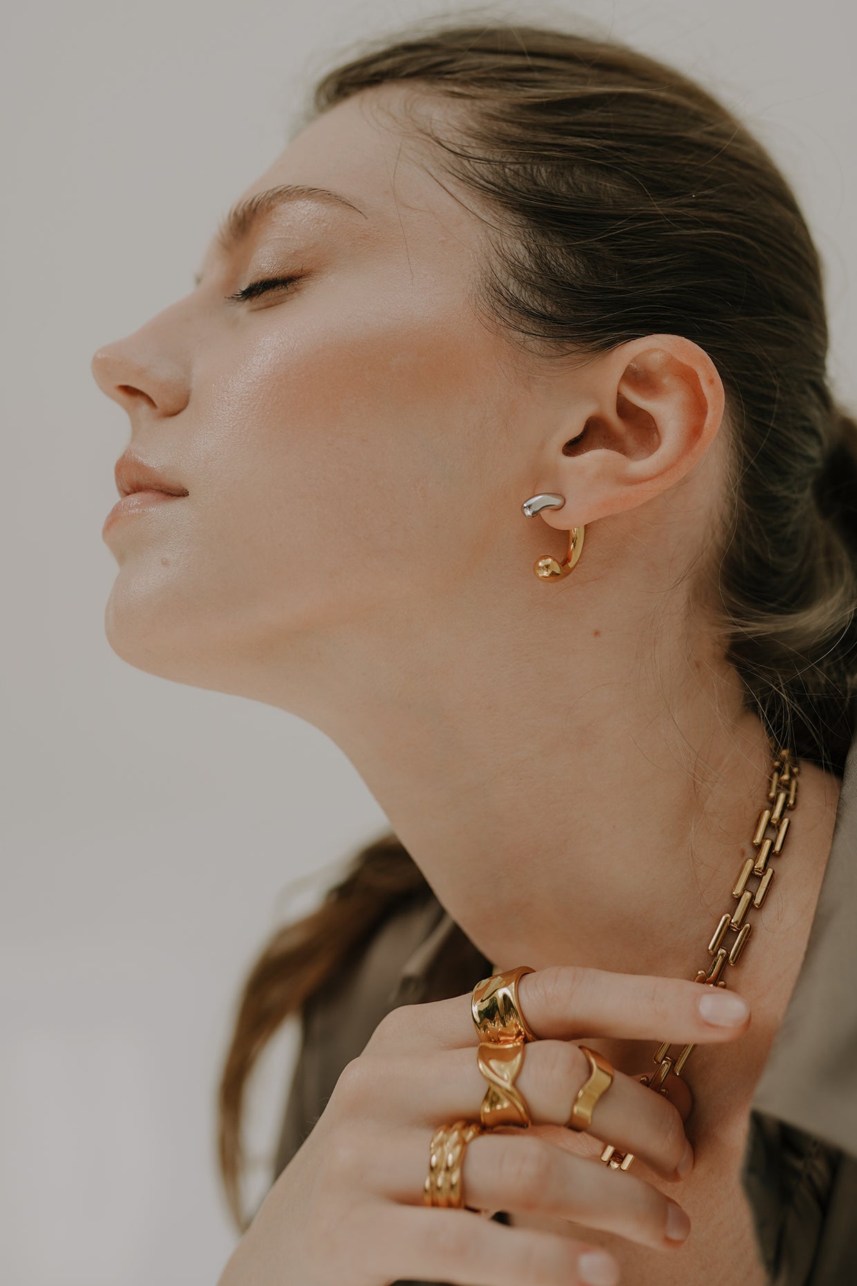 18kt Gold Plated Dual Tone Earrings