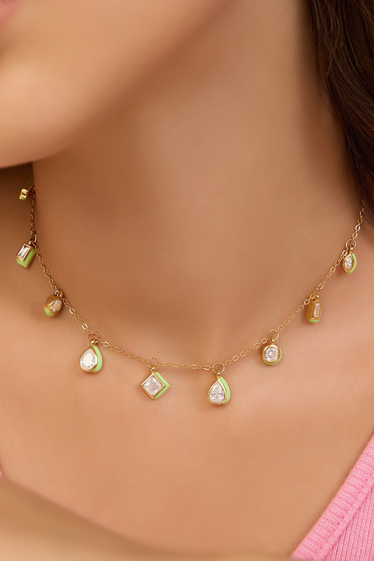 Green Fixed Charm Necklace