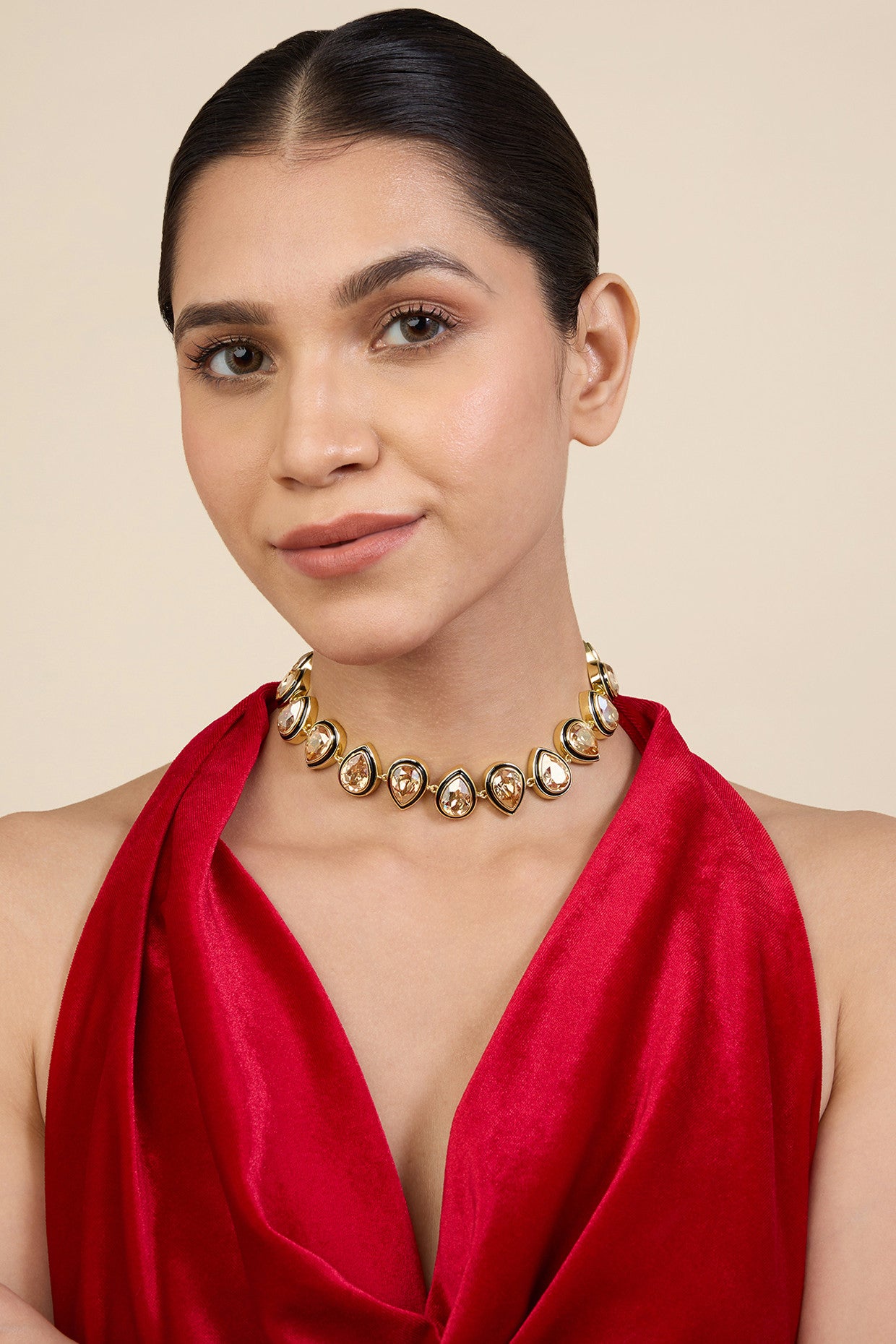 18Kt Gold Plated Gold Crystal Galaxy Choker