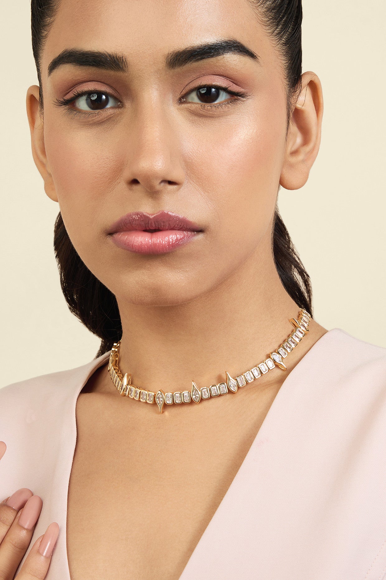 18Kt Gold Plated Tennis Eye Choker Necklace