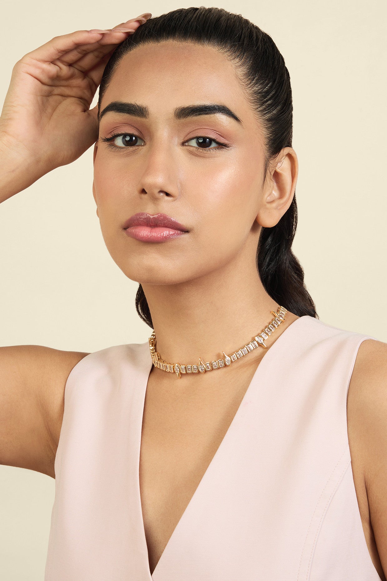 18Kt Gold Plated Tennis Eye Choker Necklace
