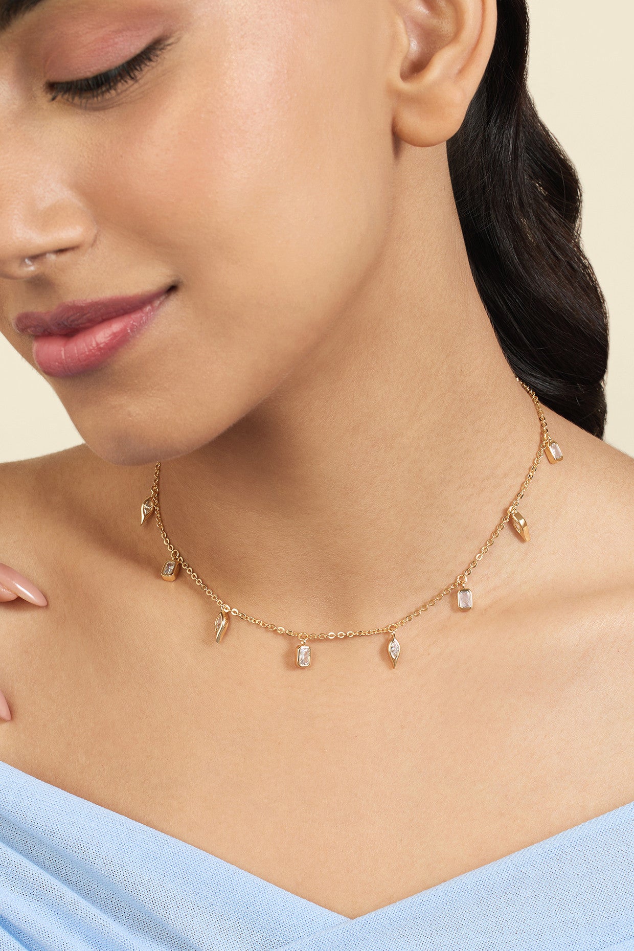 18Kt Gold Plated Tennis Girlie Charm Choker