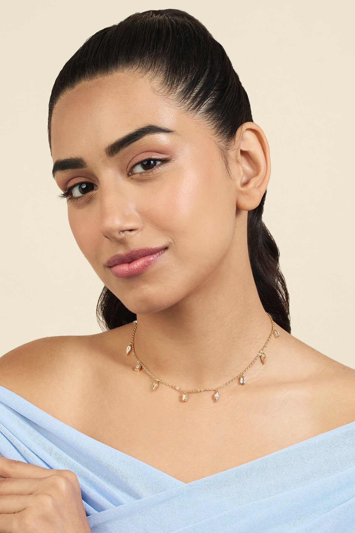 18Kt Gold Plated Tennis Girlie Charm Choker