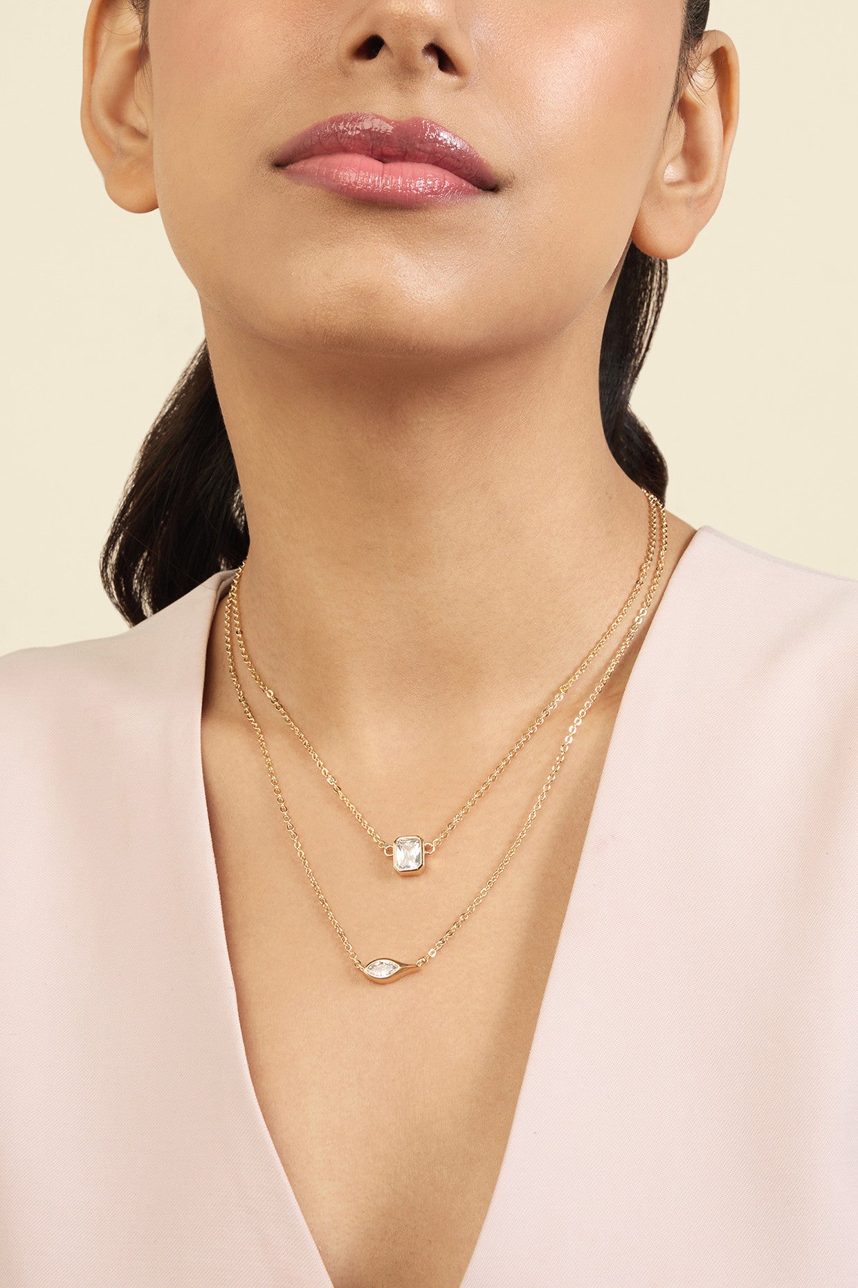 18Kt Gold Plated Tennis Eye Layered Necklace