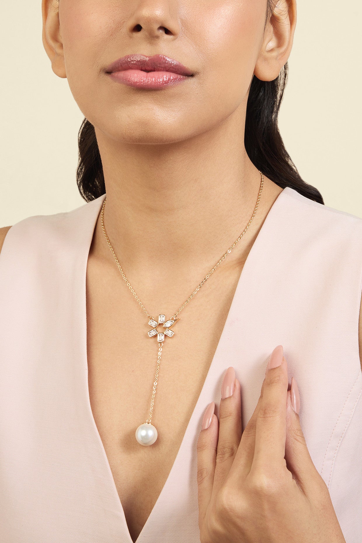 18Kt Gold Plated Punk Tennis Y Necklace