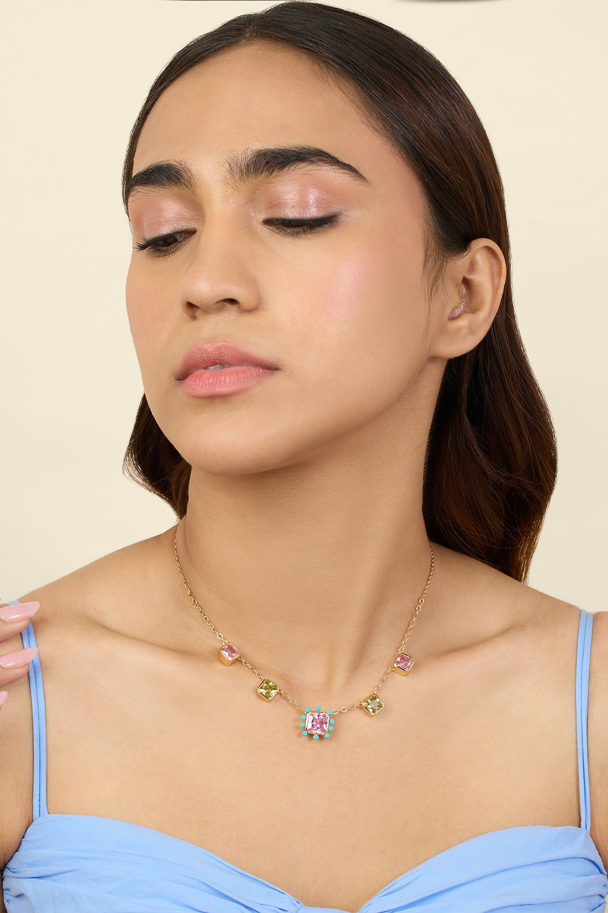 Neon Candy Charm Necklace In 18Kt Gold Plated