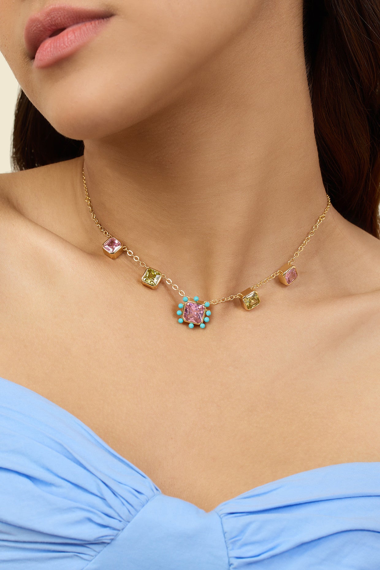 Neon Candy Charm Necklace In 18Kt Gold Plated