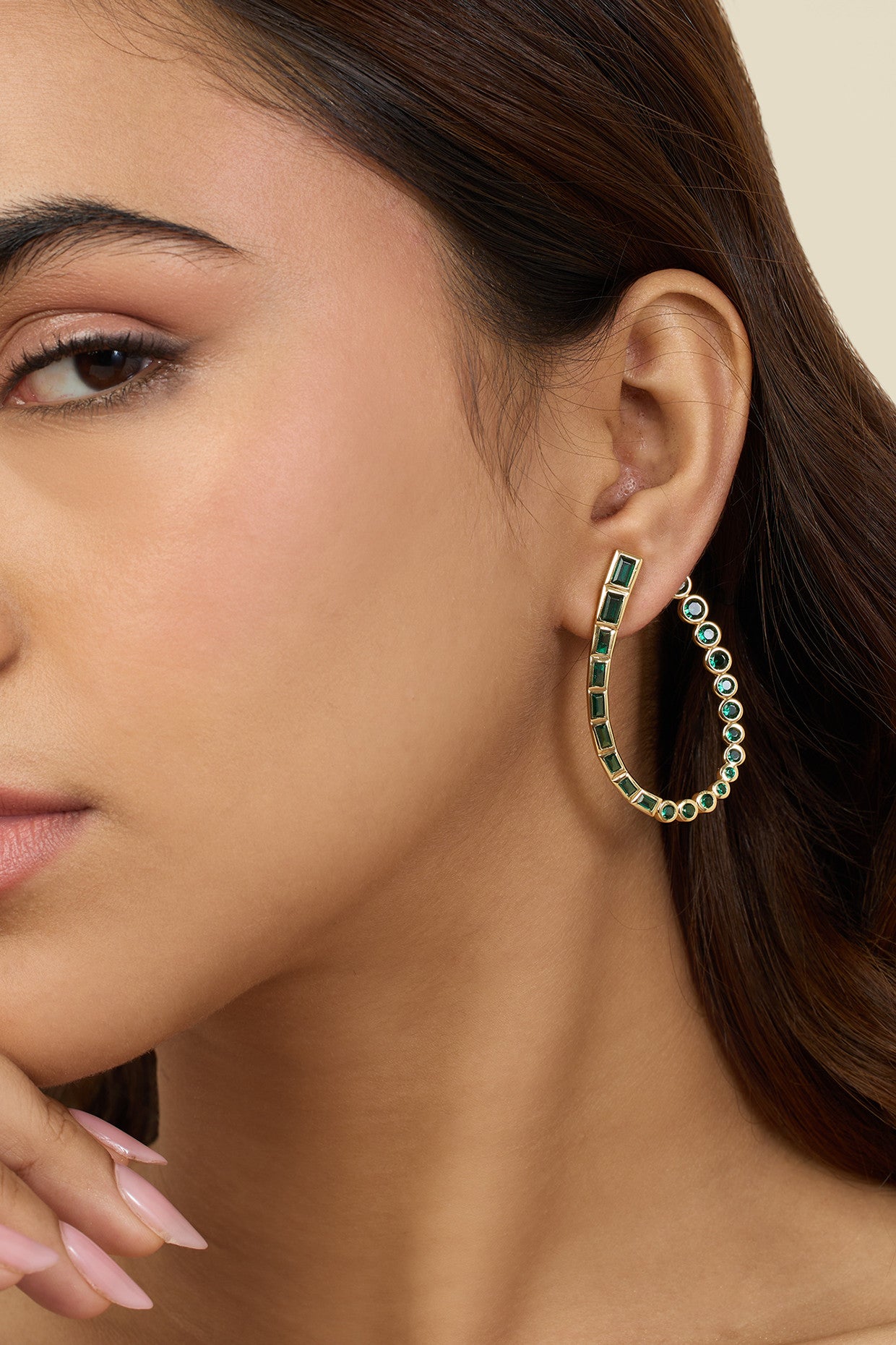 Neon Crystal Front Back Earrings In 18Kt Gold Plated