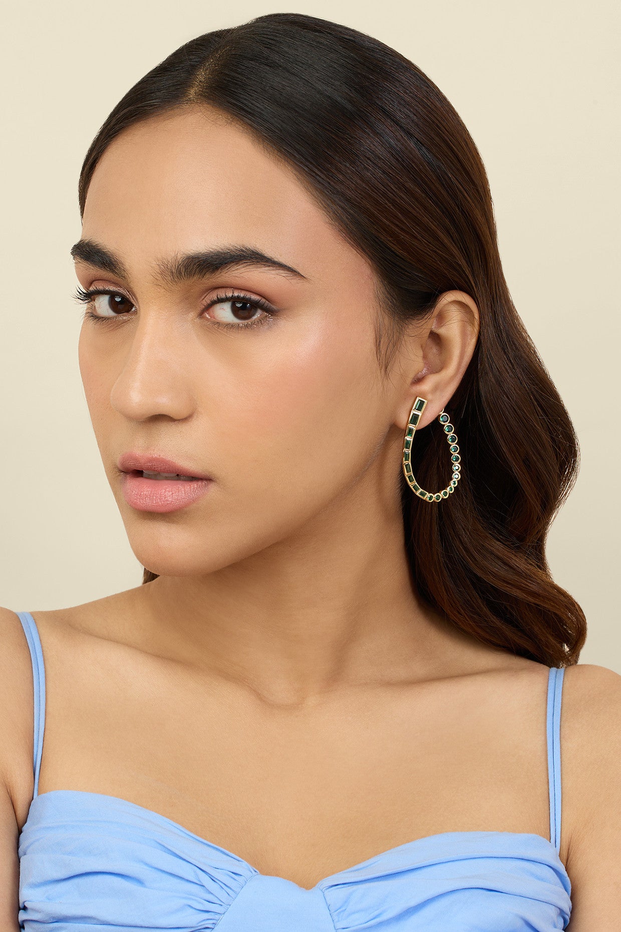 Neon Crystal Front Back Earrings In 18Kt Gold Plated