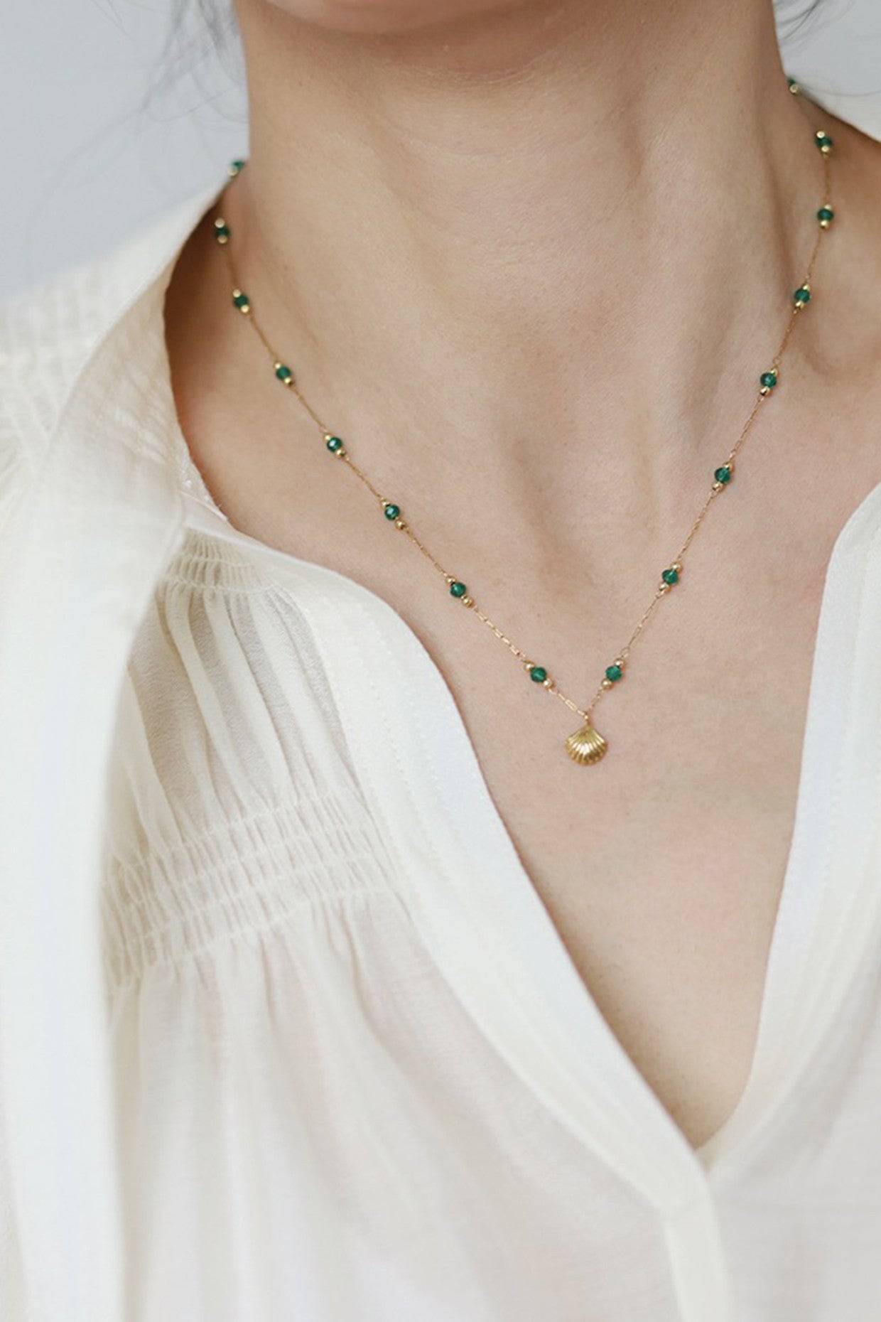 18k Green and Gold Shell Necklace