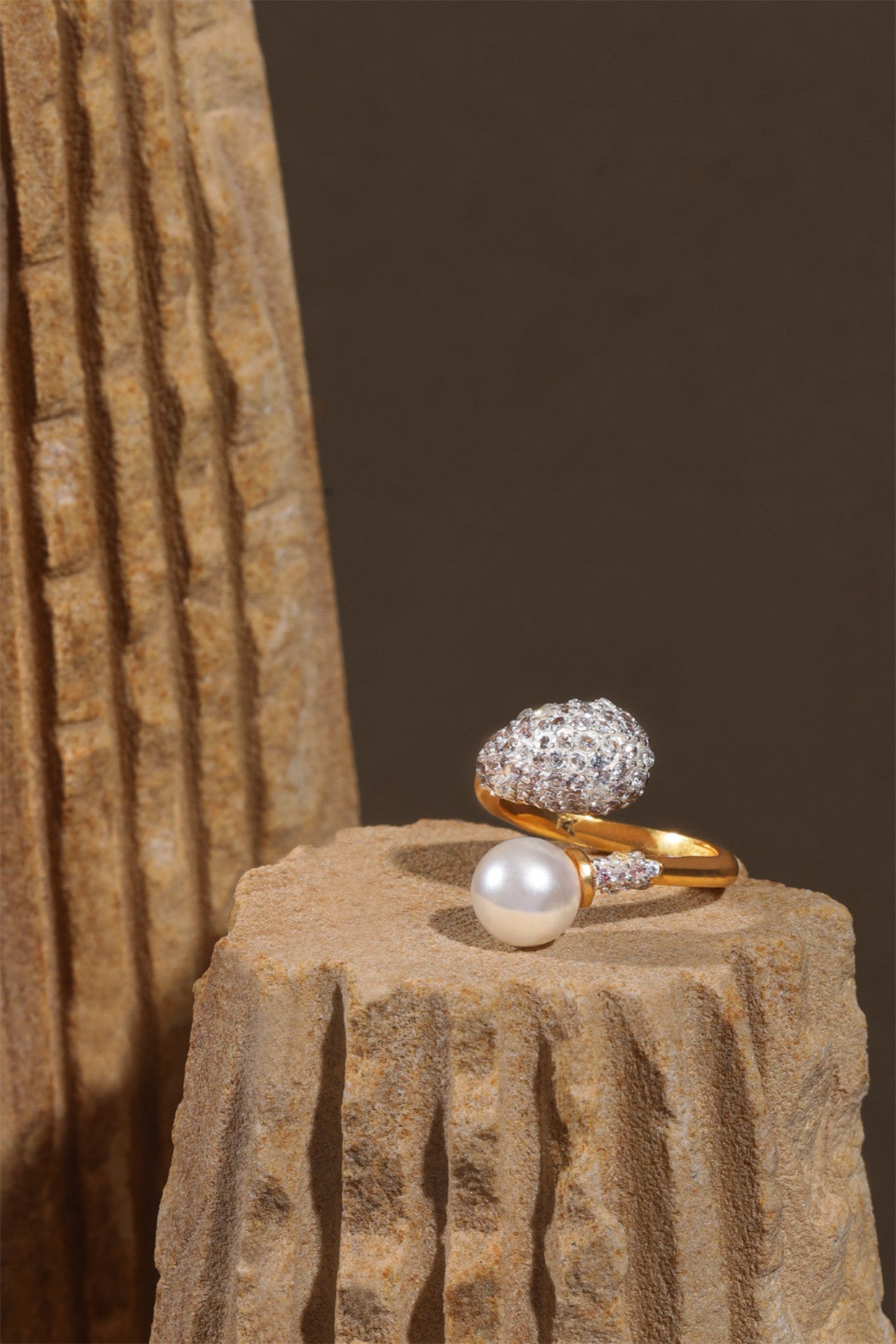 Nova Pearl Ring 22Kt Gold-Plated
