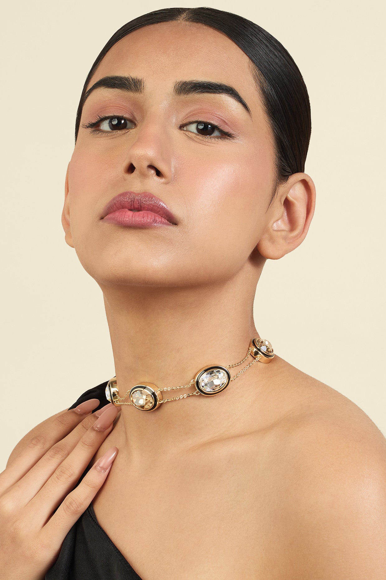 Oceanus Mocha Choker Necklace 18Kt Gold Plated