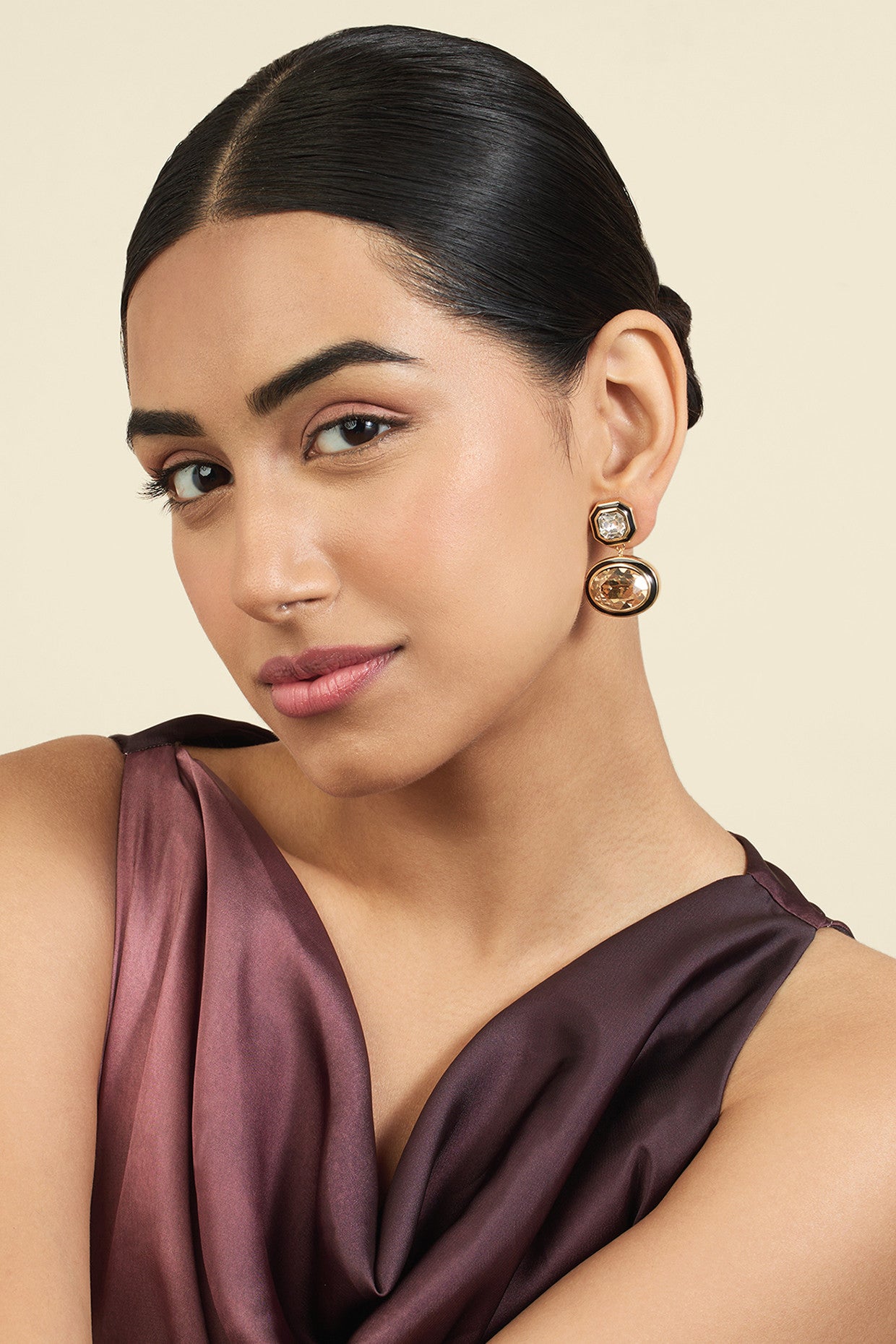 Oceanus Mocha Dangler Earrings 18Kt Gold Plated