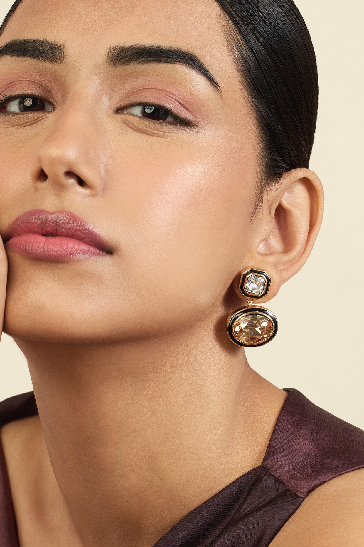 Oceanus Mocha Dangler Earrings 18Kt Gold Plated