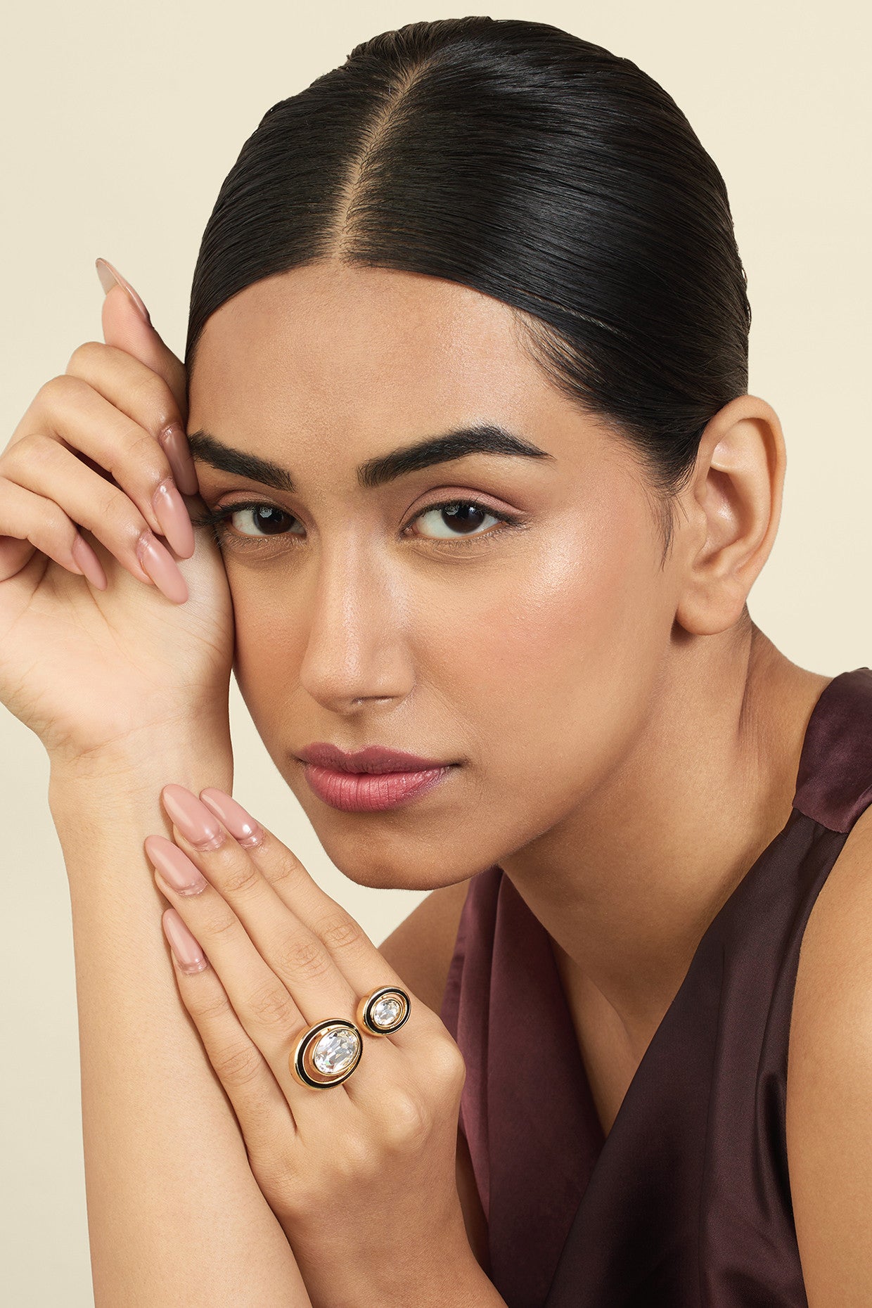 Oceanus Two Head Ring 18Kt Gold Plated