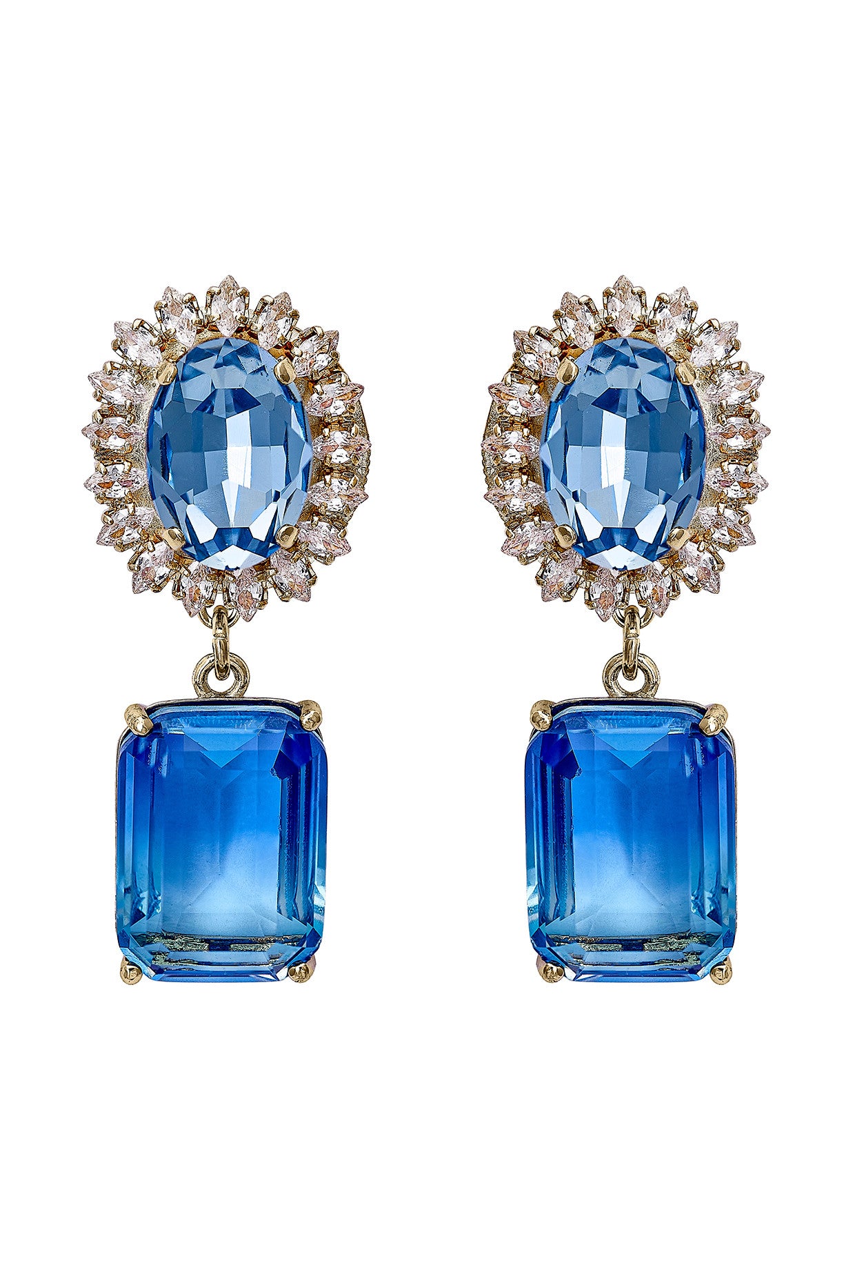 Omega Clasp Oval & Octagon Pendant Earrings