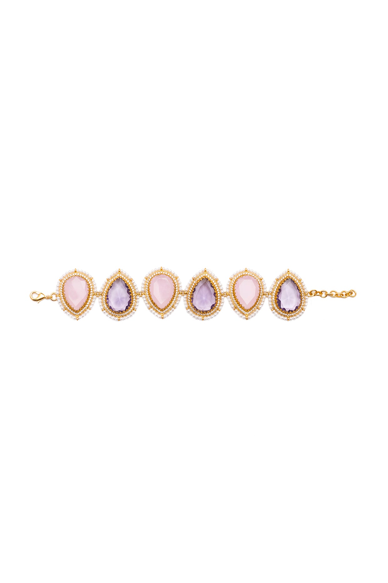 22kt Gold Plated Lavender Bracelet With Pearls