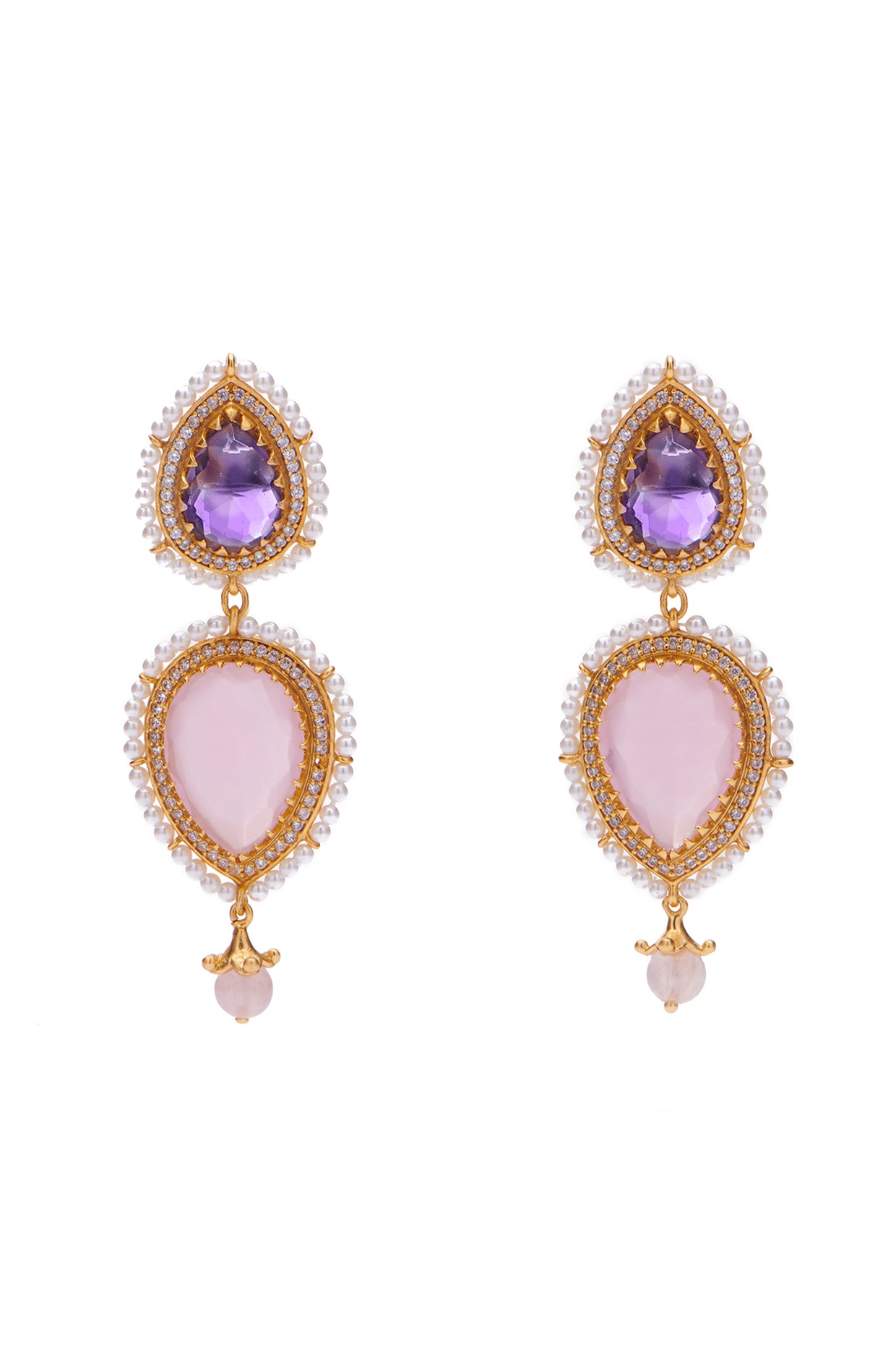 22kt Gold Plated Wild Lavender Earrings Pearl