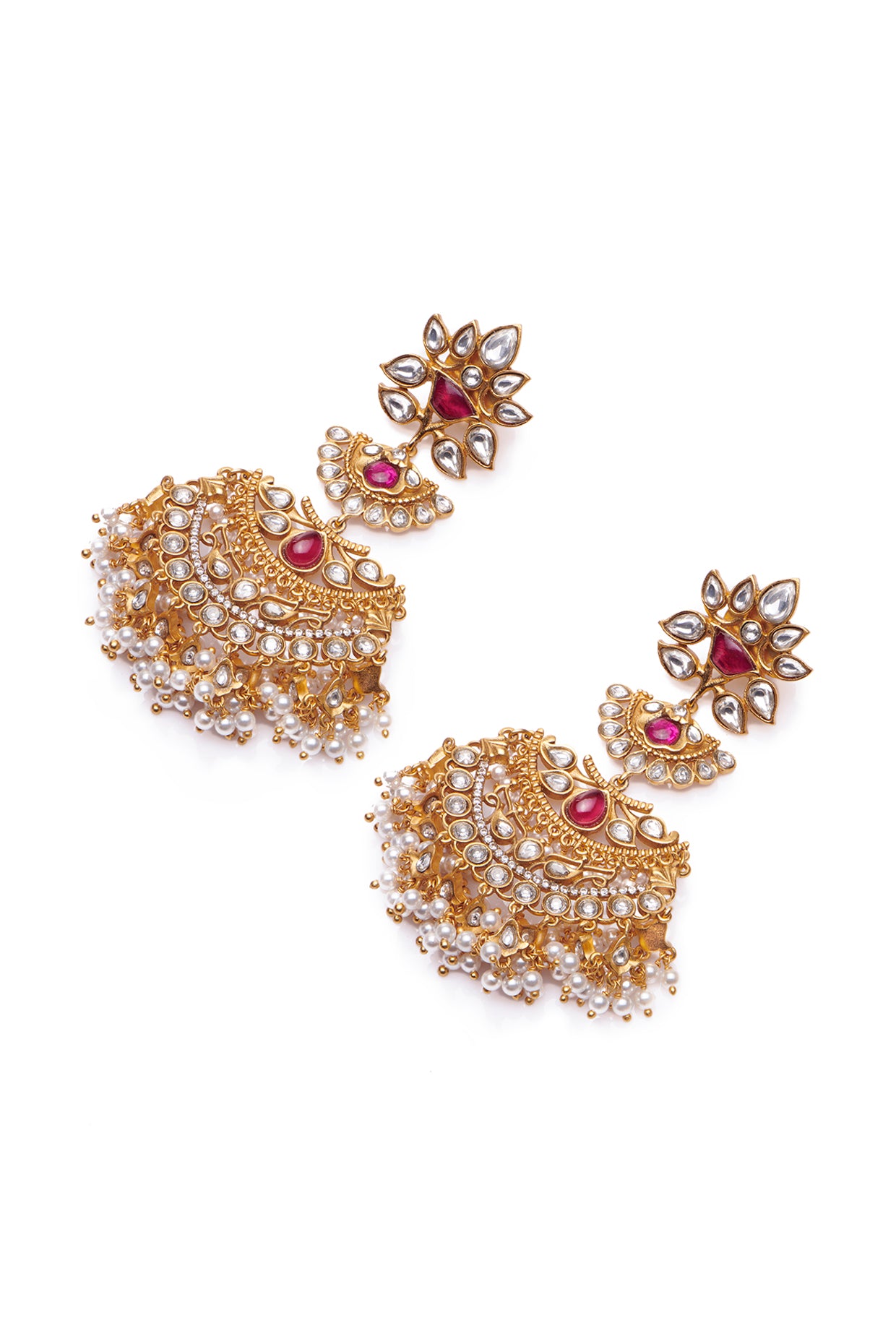 22kt Gold Plated Deep Red Earrings