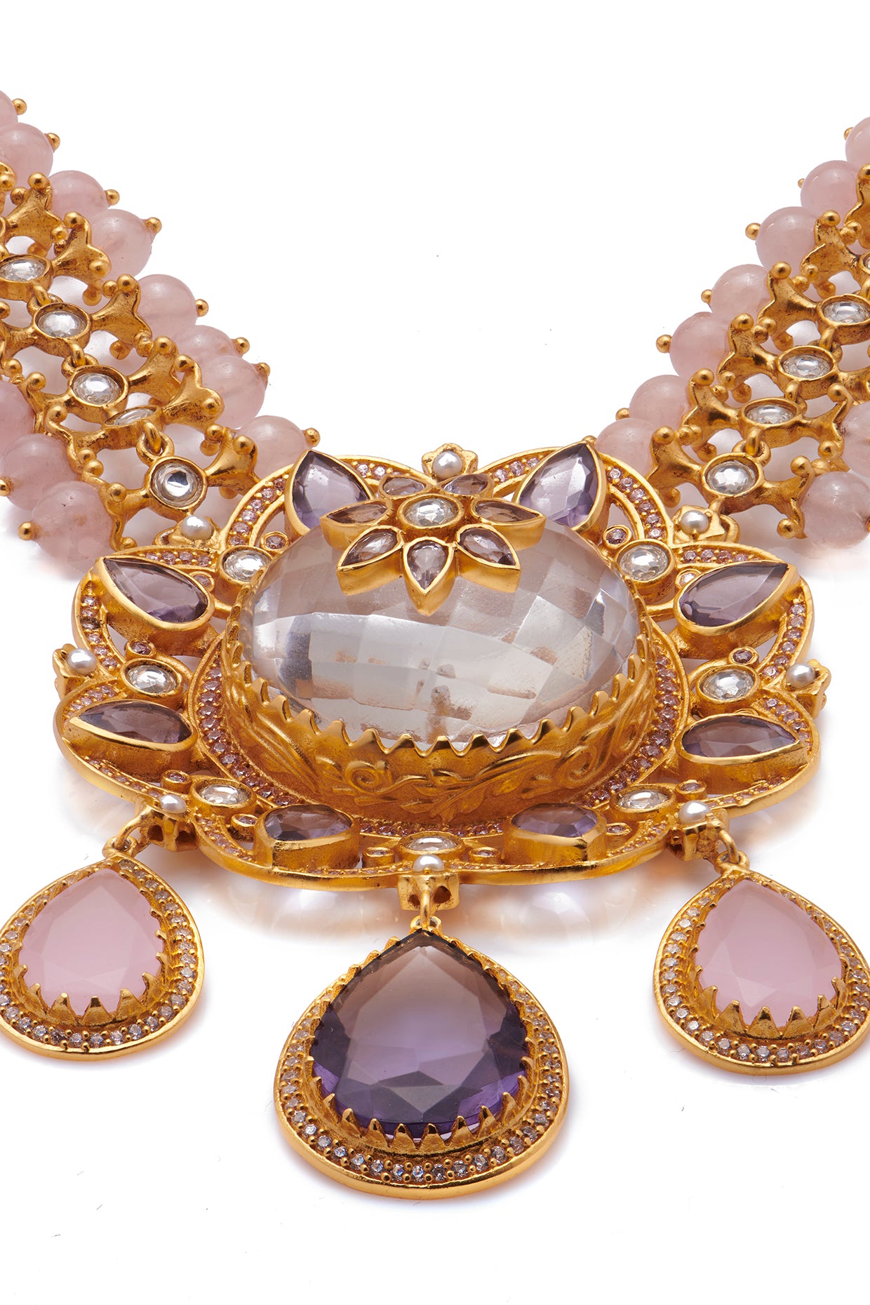 22kt Gold Plated White Lotus Neckpiece