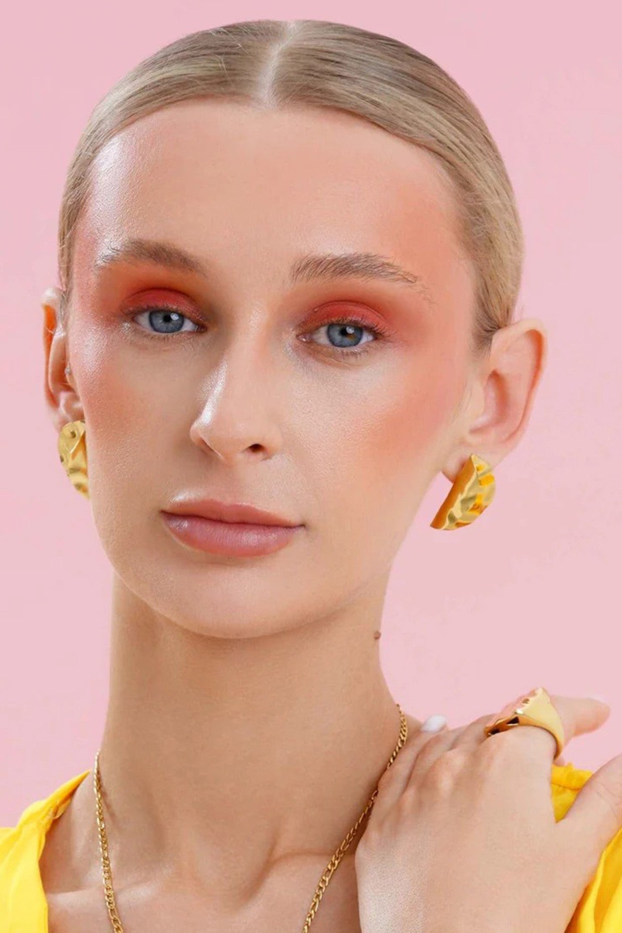 Orange Pell Earrings 18k Gold Plated