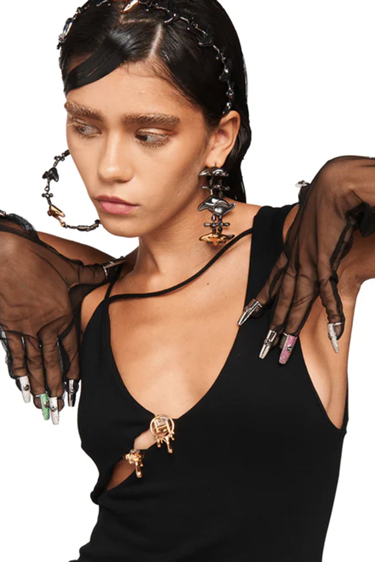 White Finish Fuchsia Ring