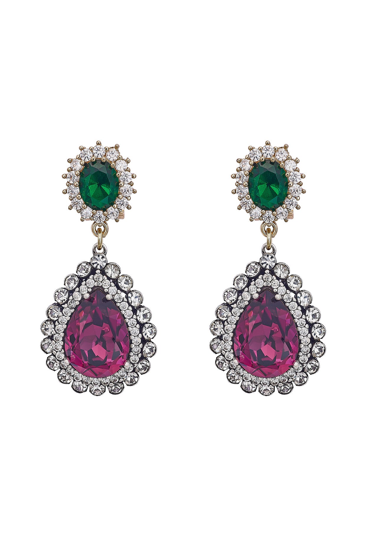 Oval Omega Clasp With Drop Pendant Earrings