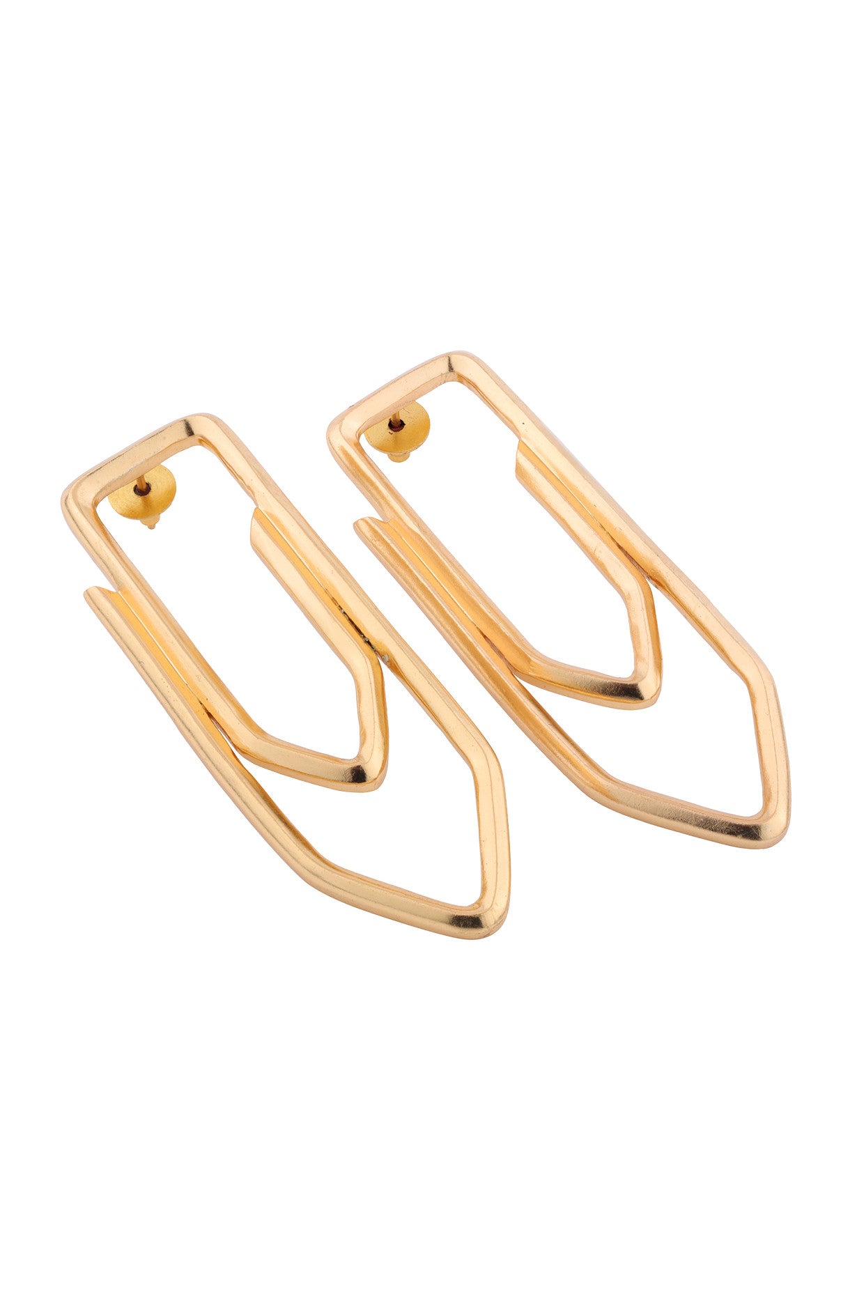 Paper Clip Studs Earrings 22Kt Gold-Plated