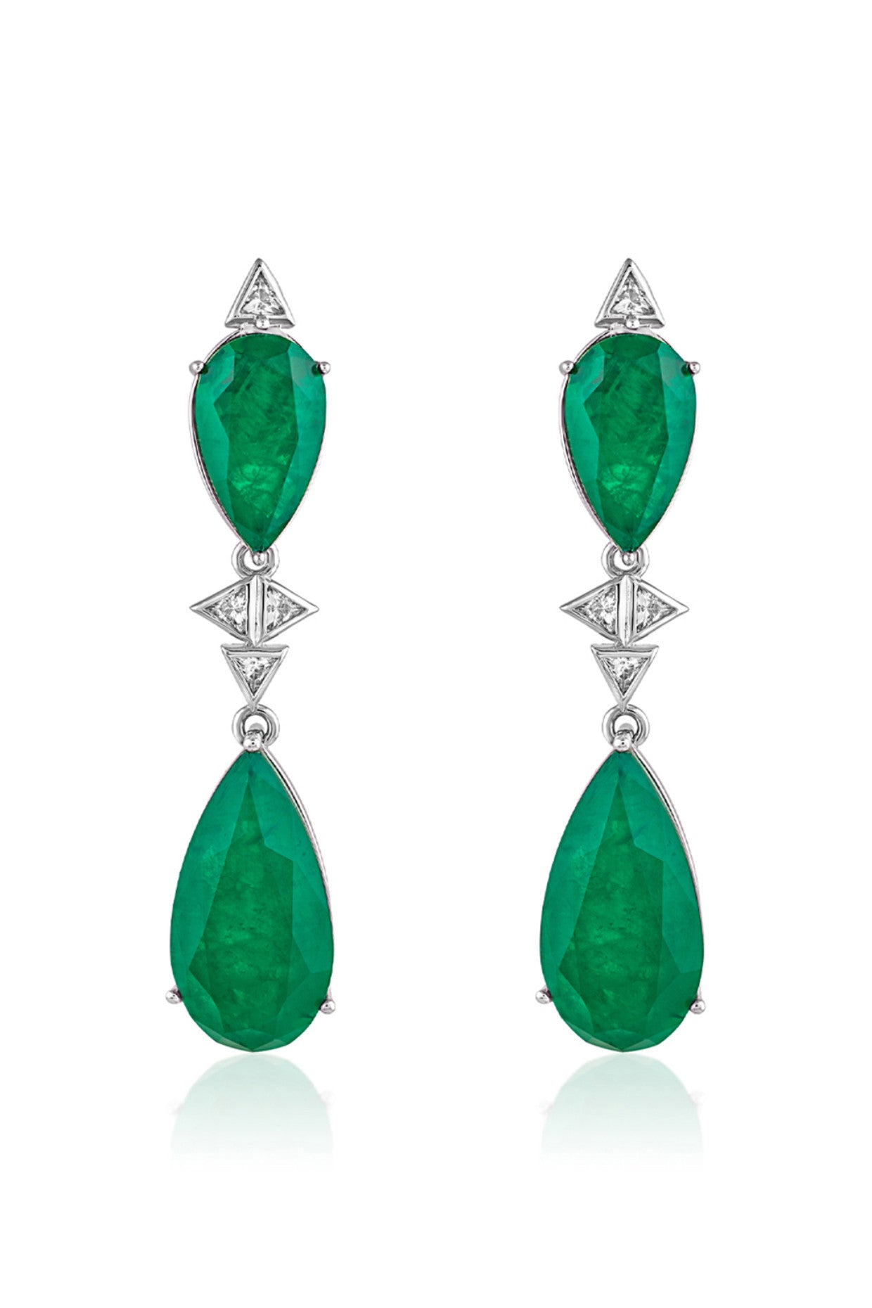 Pear Cut Emerald Drop Earrings