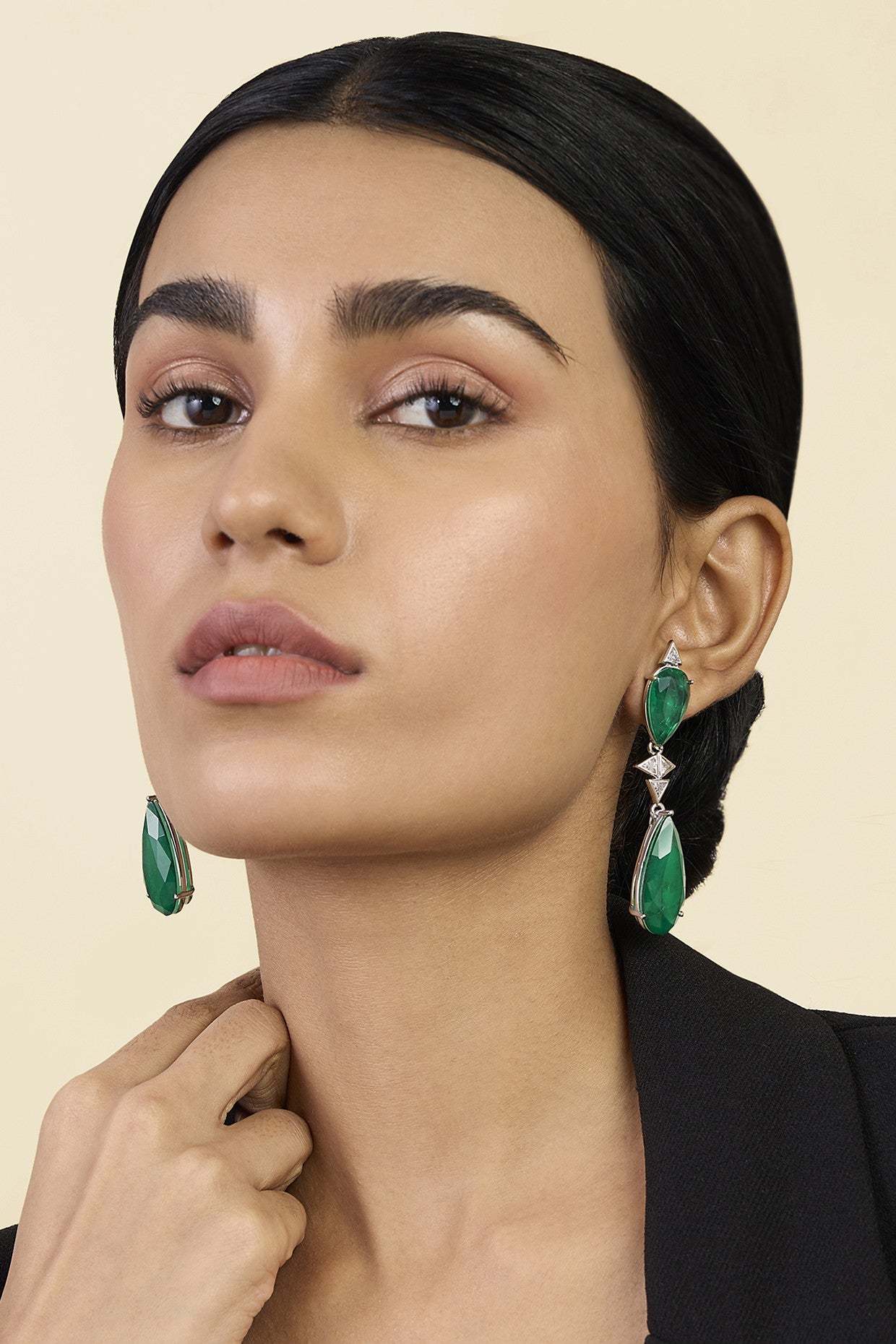 Pear Cut Emerald Drop Earrings