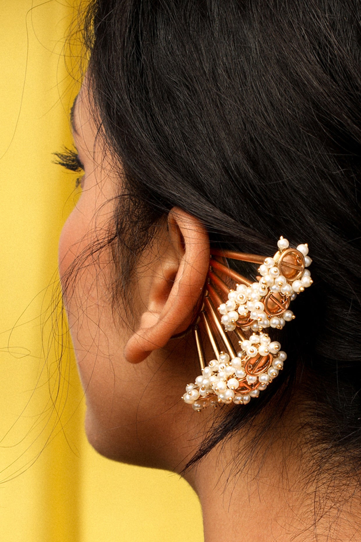 Pearl Bunch Gold Ear Cuff