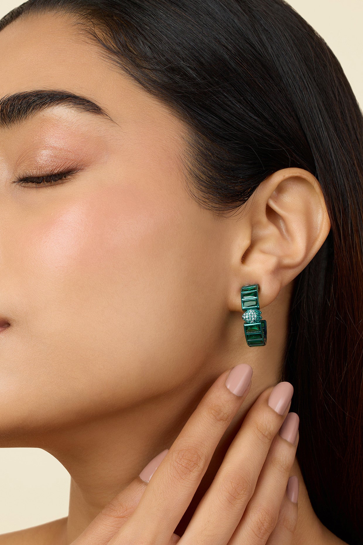Petit Emerald Hoops